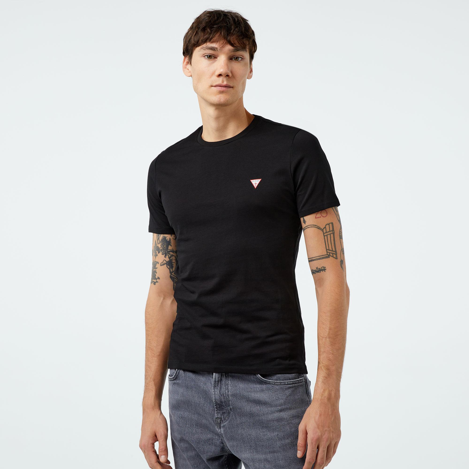 Guess Mid Organic Stream Jersey Erkek Siyah T-Shirt