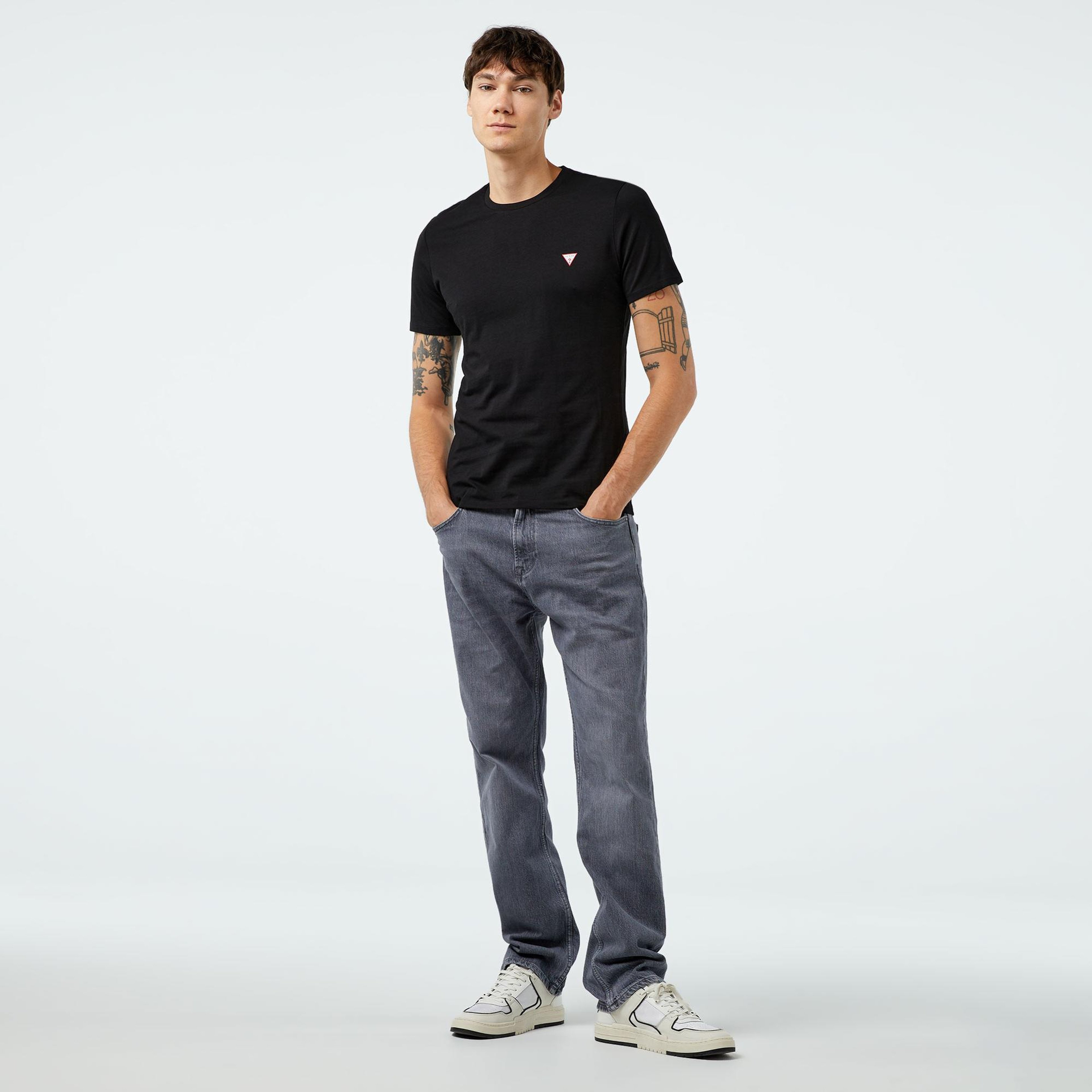 Guess Mid Organic Stream Jersey Erkek Siyah T-Shirt