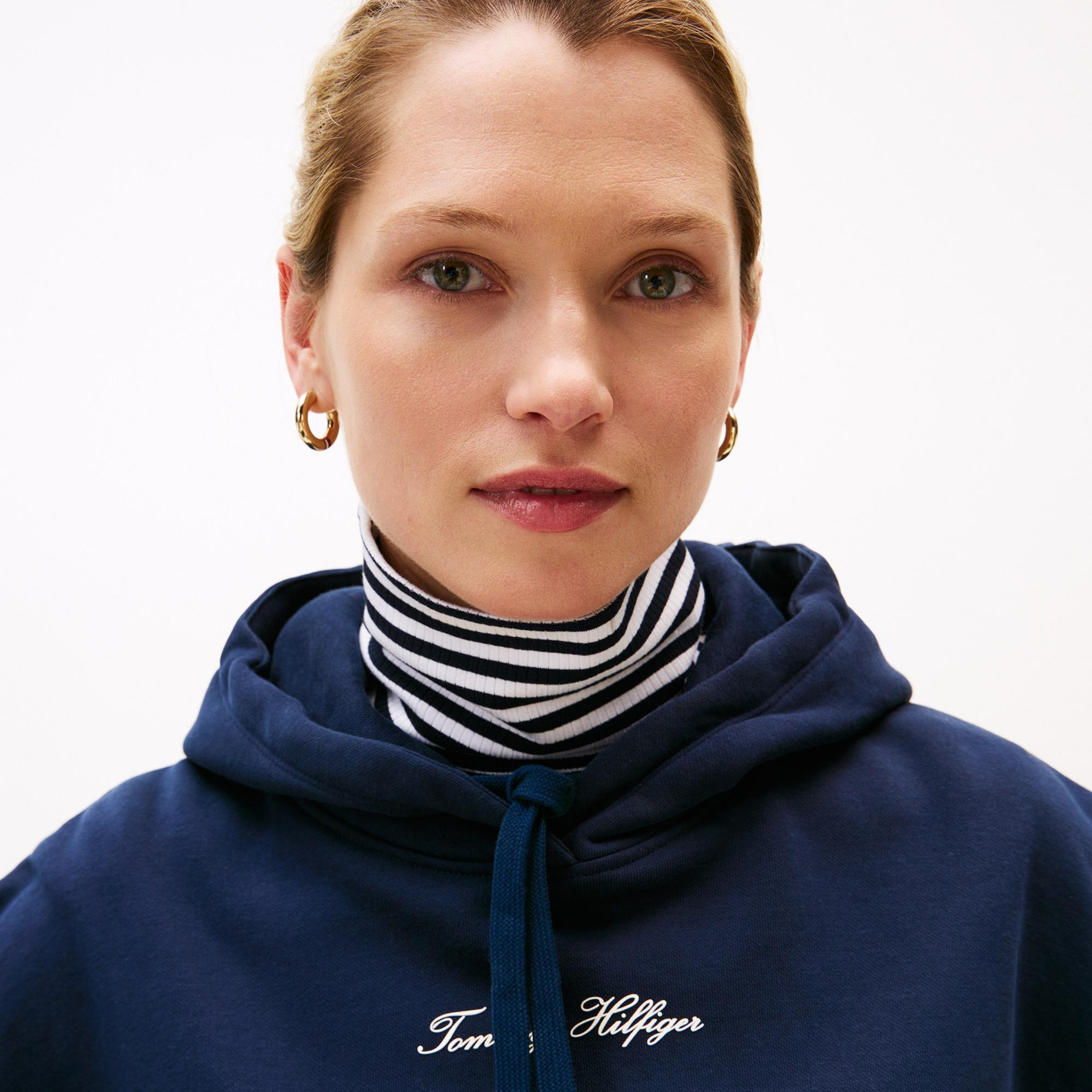 Tommy Hilfiger Classic Script Kadın Lacivert Hoodie