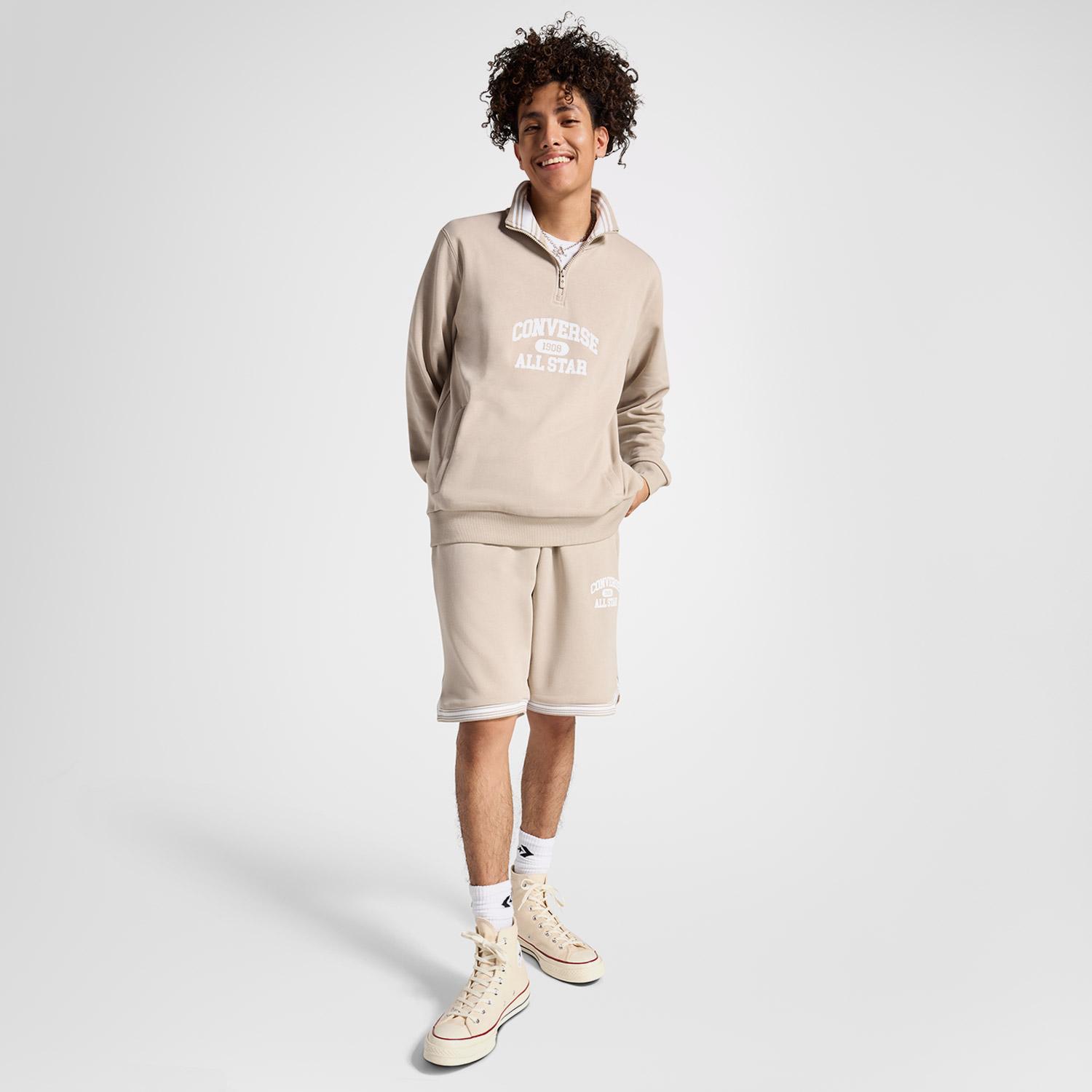 Converse Erkek Yarım Fermuarlı Bej Sweatshirt