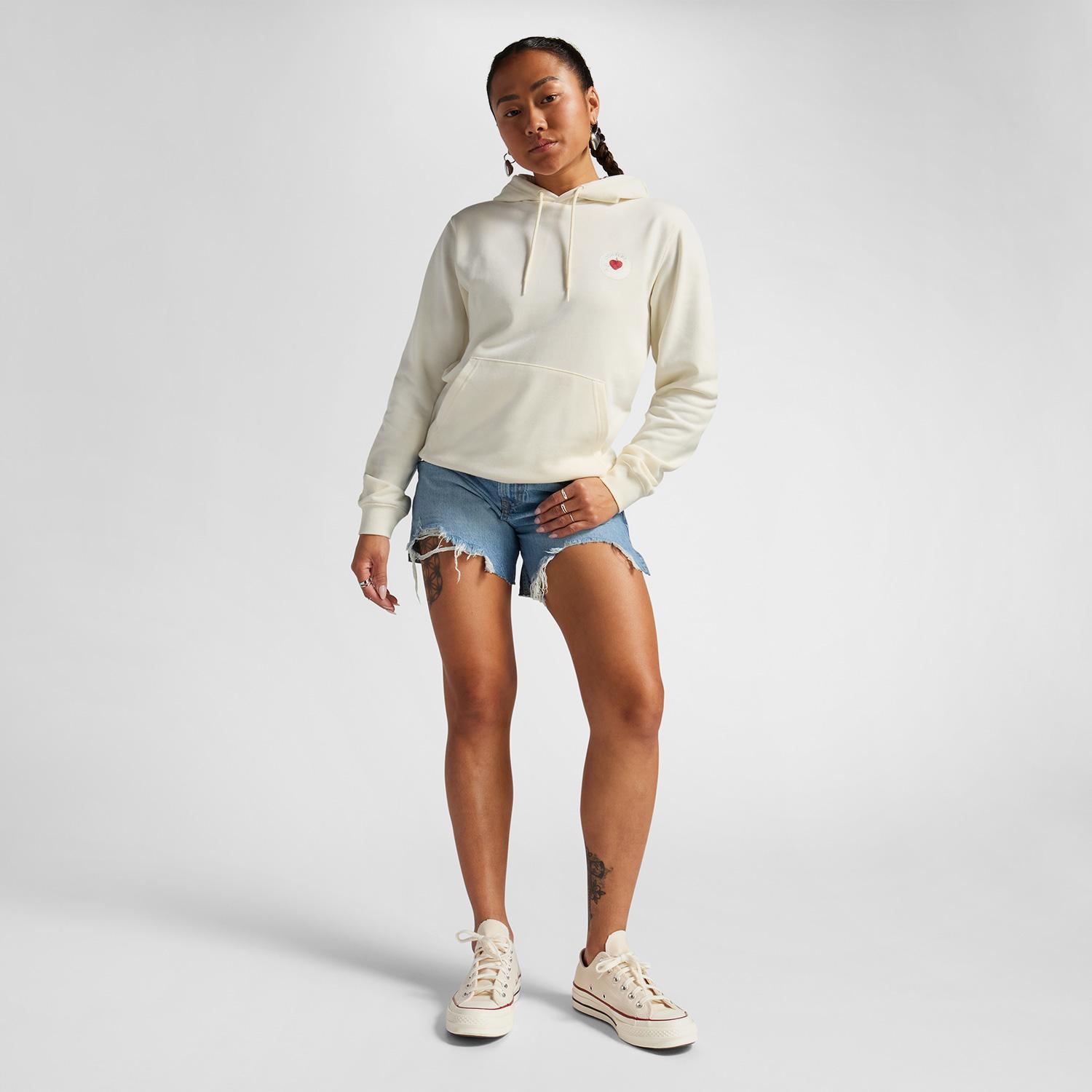 Converse Y2K Heart Pullover Kadın Krem Hoodie