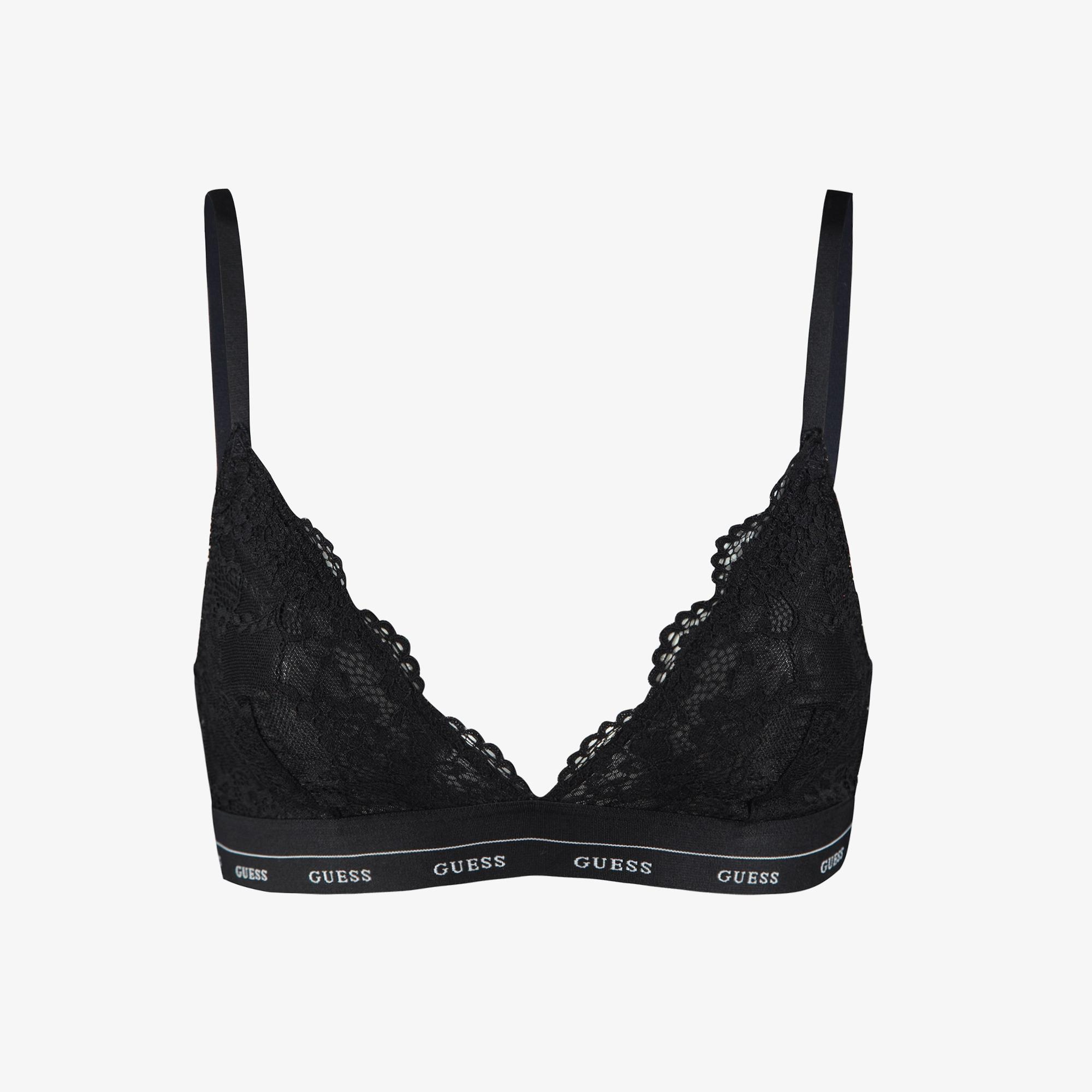 Guess Jane Triangle Flowery Lace Band Solid Kadın Siyah Sütyen