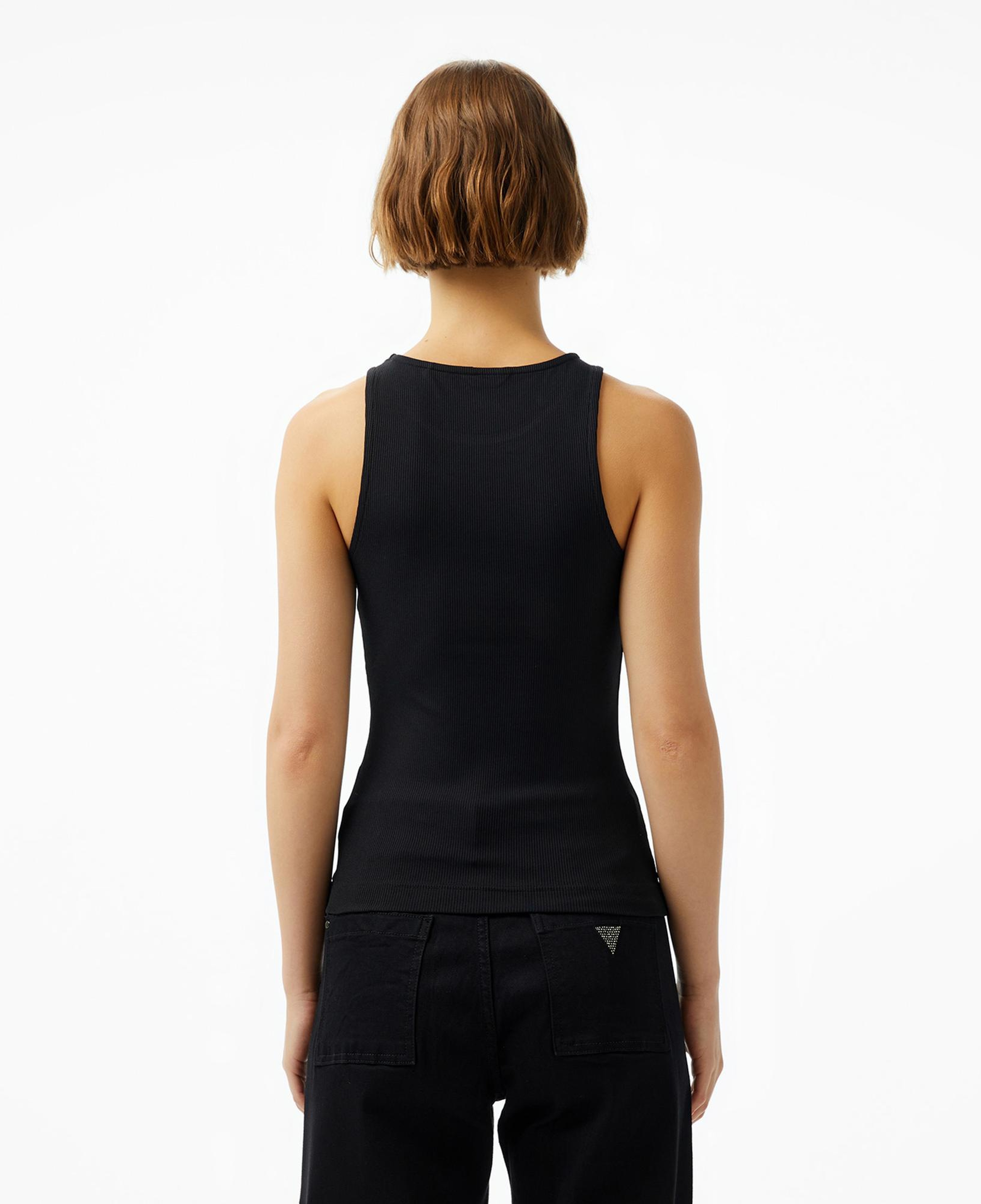 Guess New Round Kadın Siyah Kolsuz Kolsuz T-Shirt