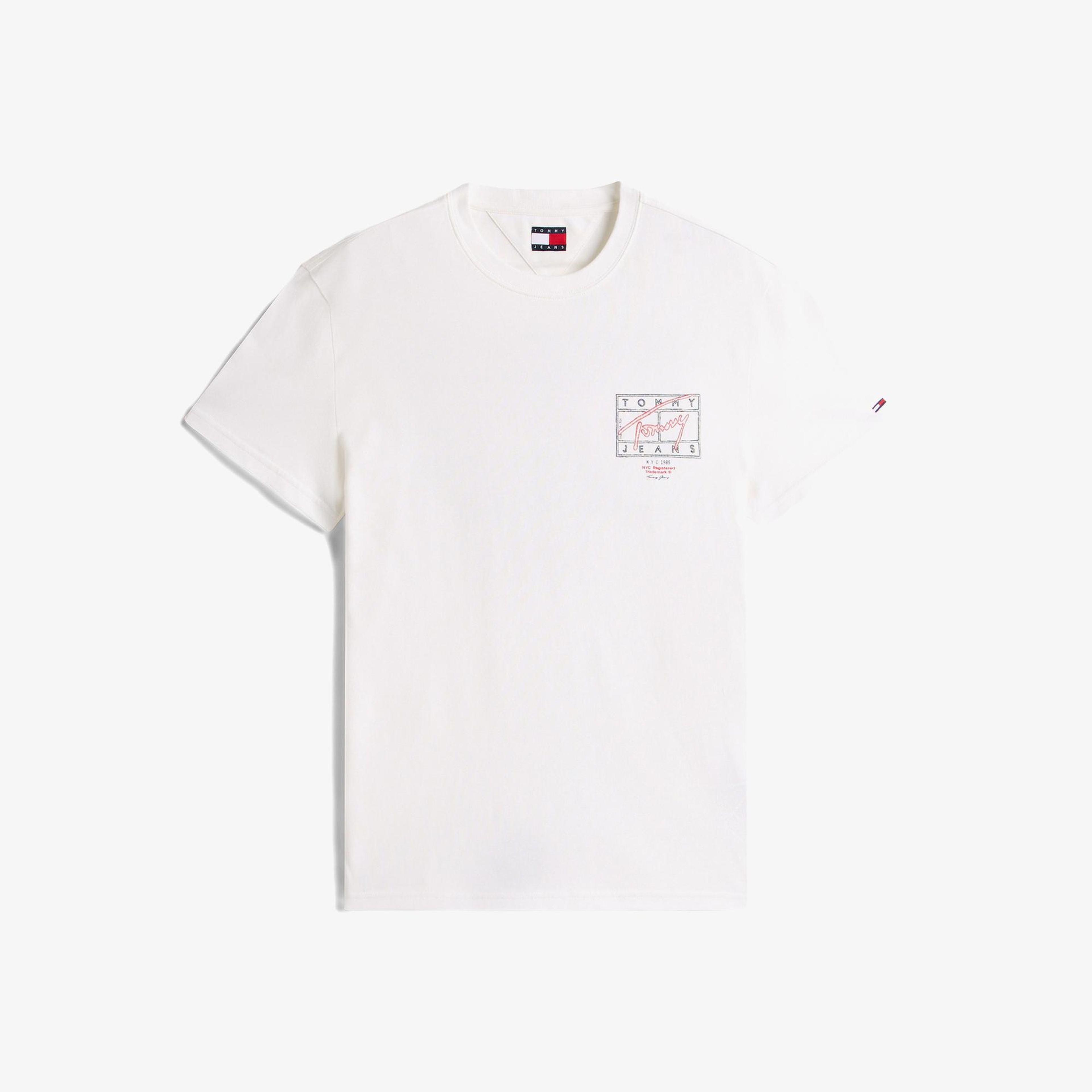 Tommy Hilfiger Signature Erkek Beyaz T-Shirt