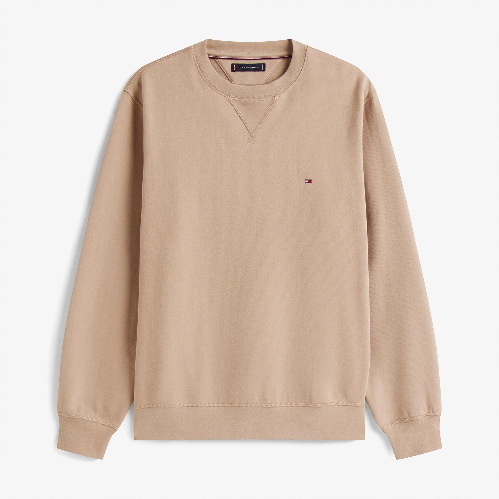 Tommy Hilfiger Essentials Seasonal Yuvarlak Yaka Erkek Bej Sweatshirt