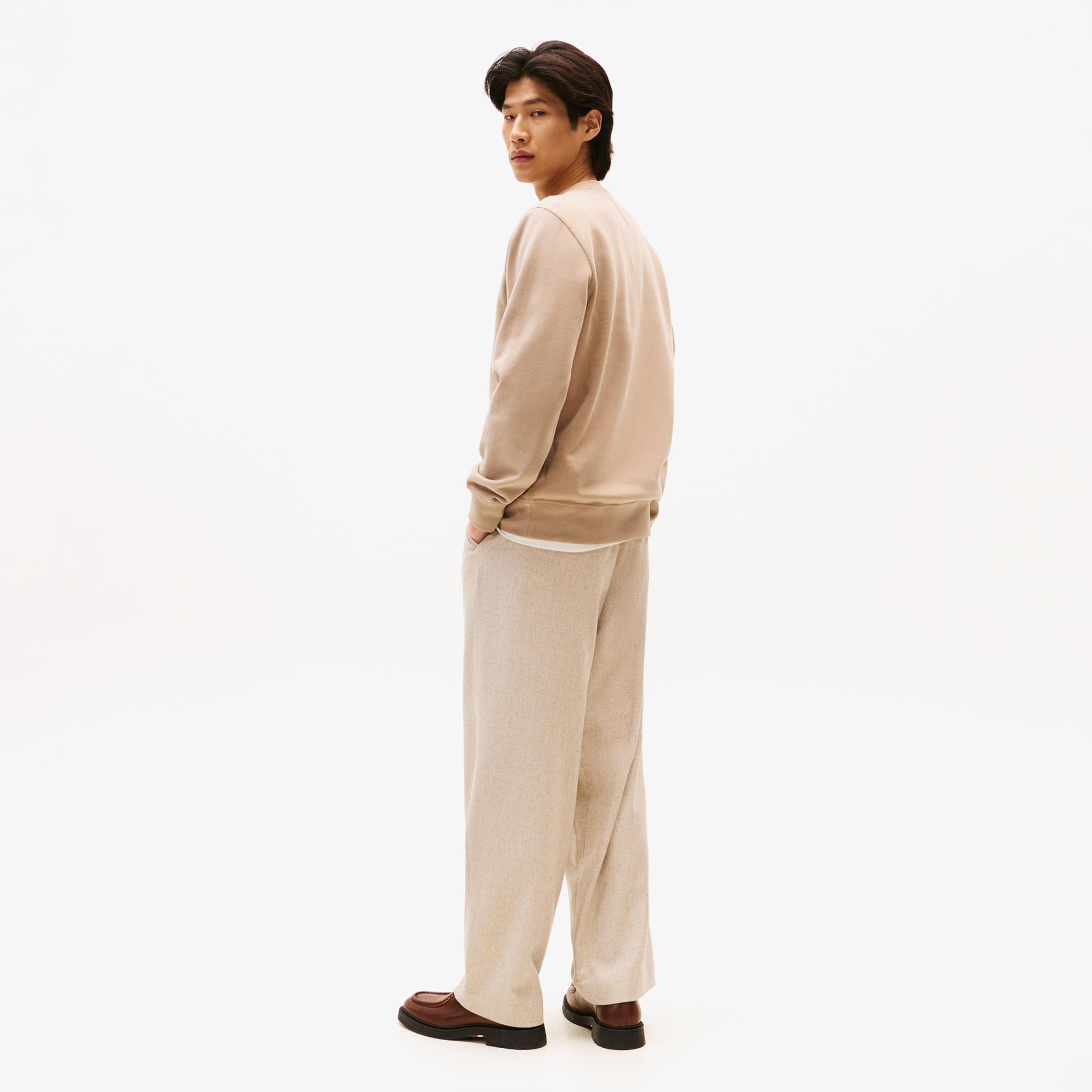 Tommy Hilfiger Essentials Seasonal Yuvarlak Yaka Erkek Bej Sweatshirt