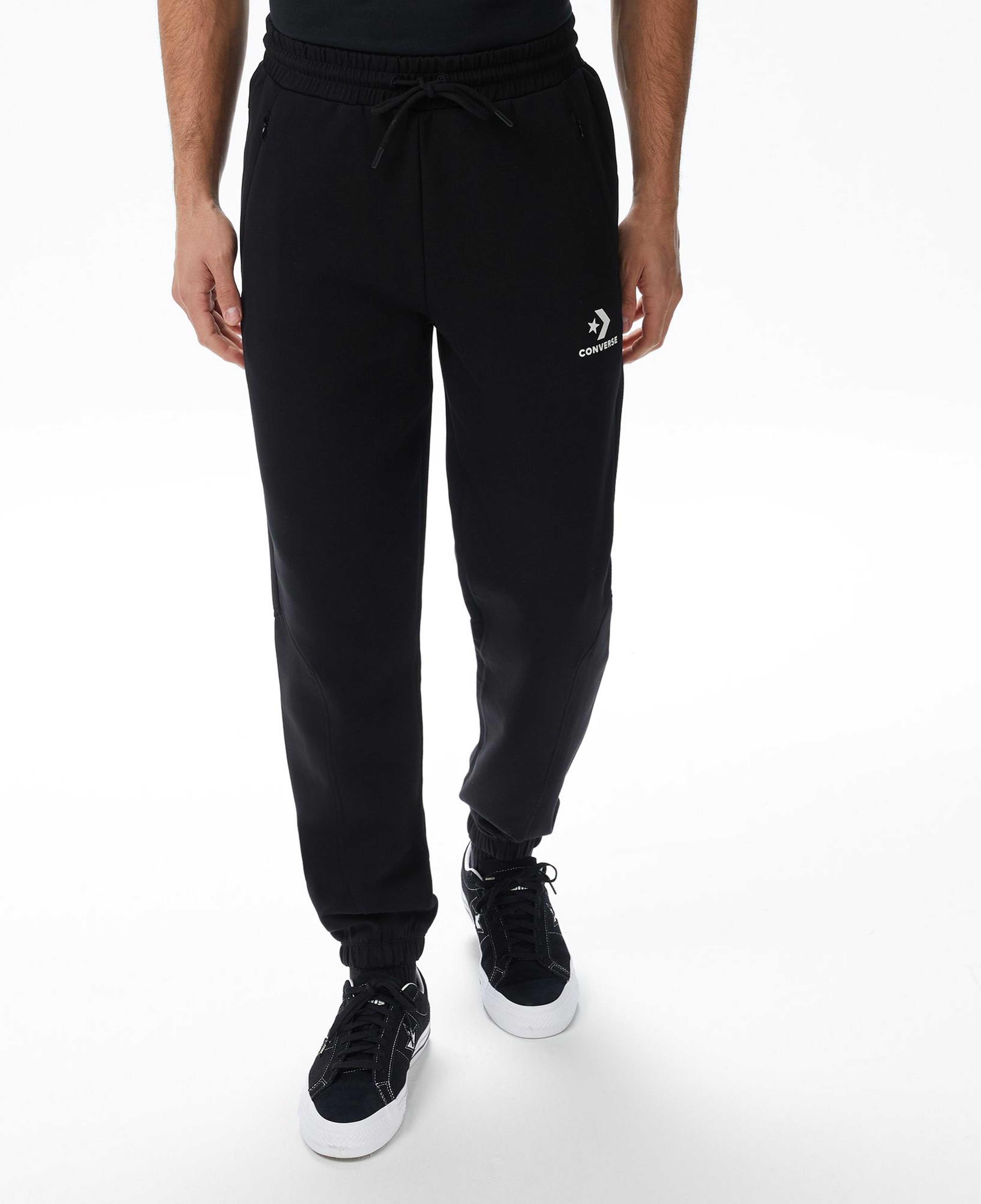 Converse Star Chevron Baskılı Erkek Oversize Fit Siyah Eşofman Altı