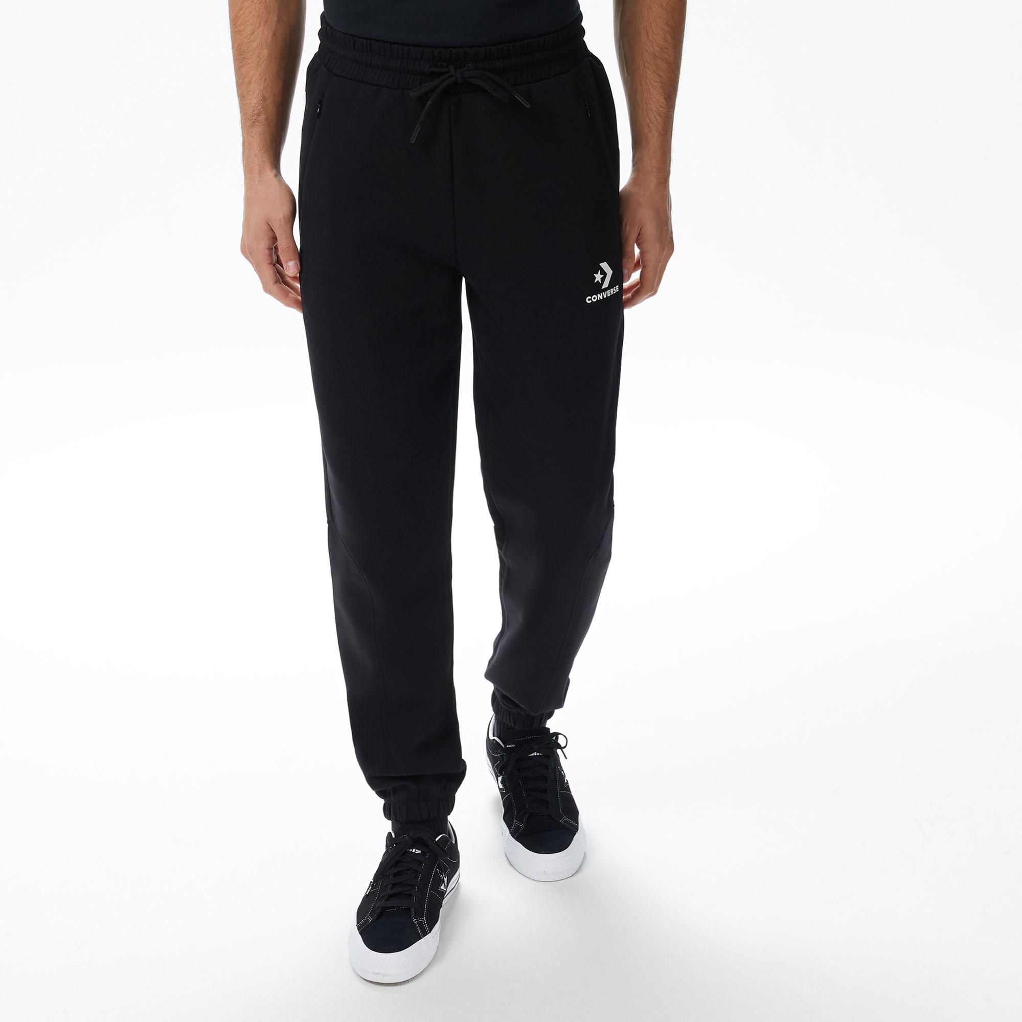 Converse Star Chevron Baskılı Erkek Oversize Fit Siyah Eşofman Altı