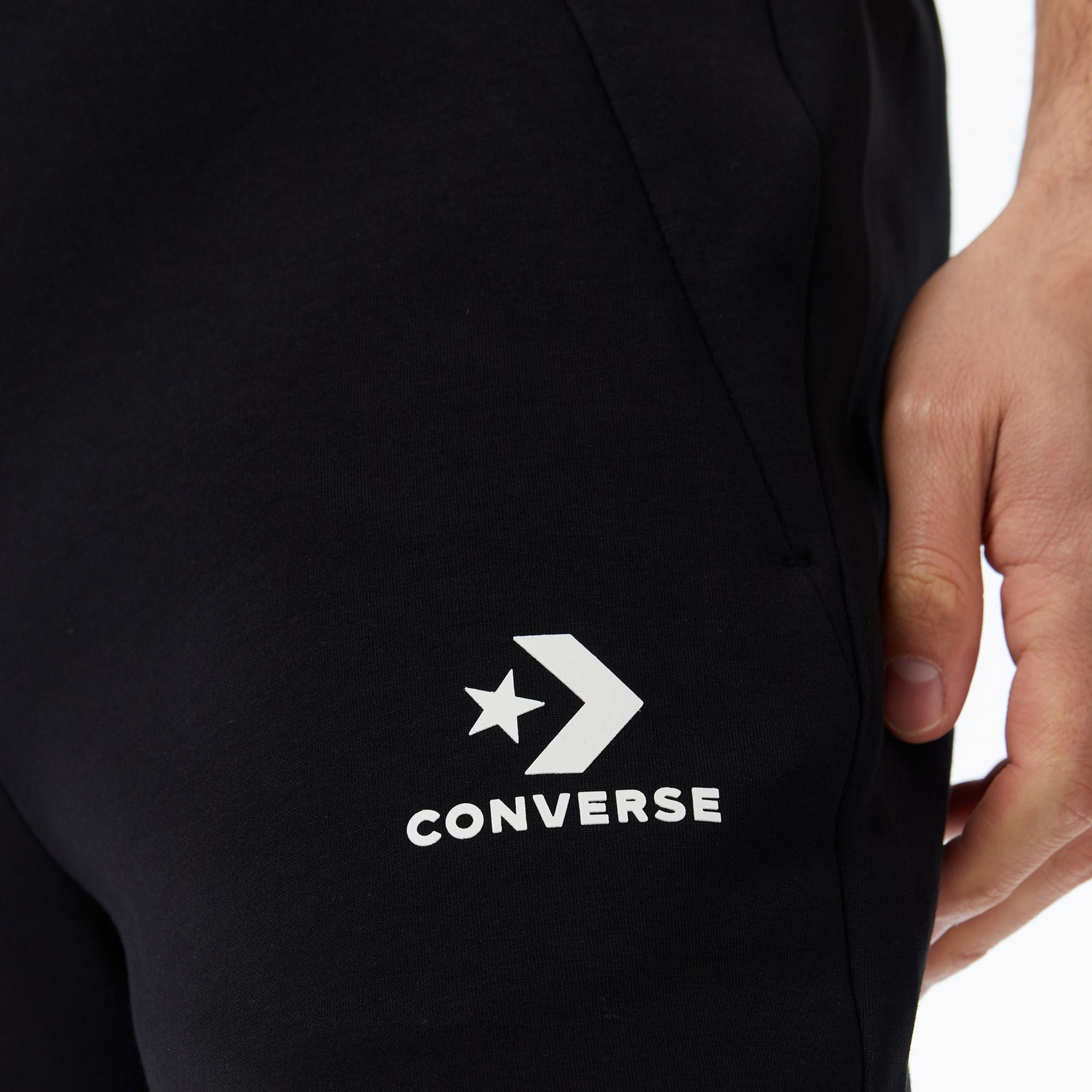 Converse Star Chevron Baskılı Erkek Oversize Fit Siyah Eşofman Altı