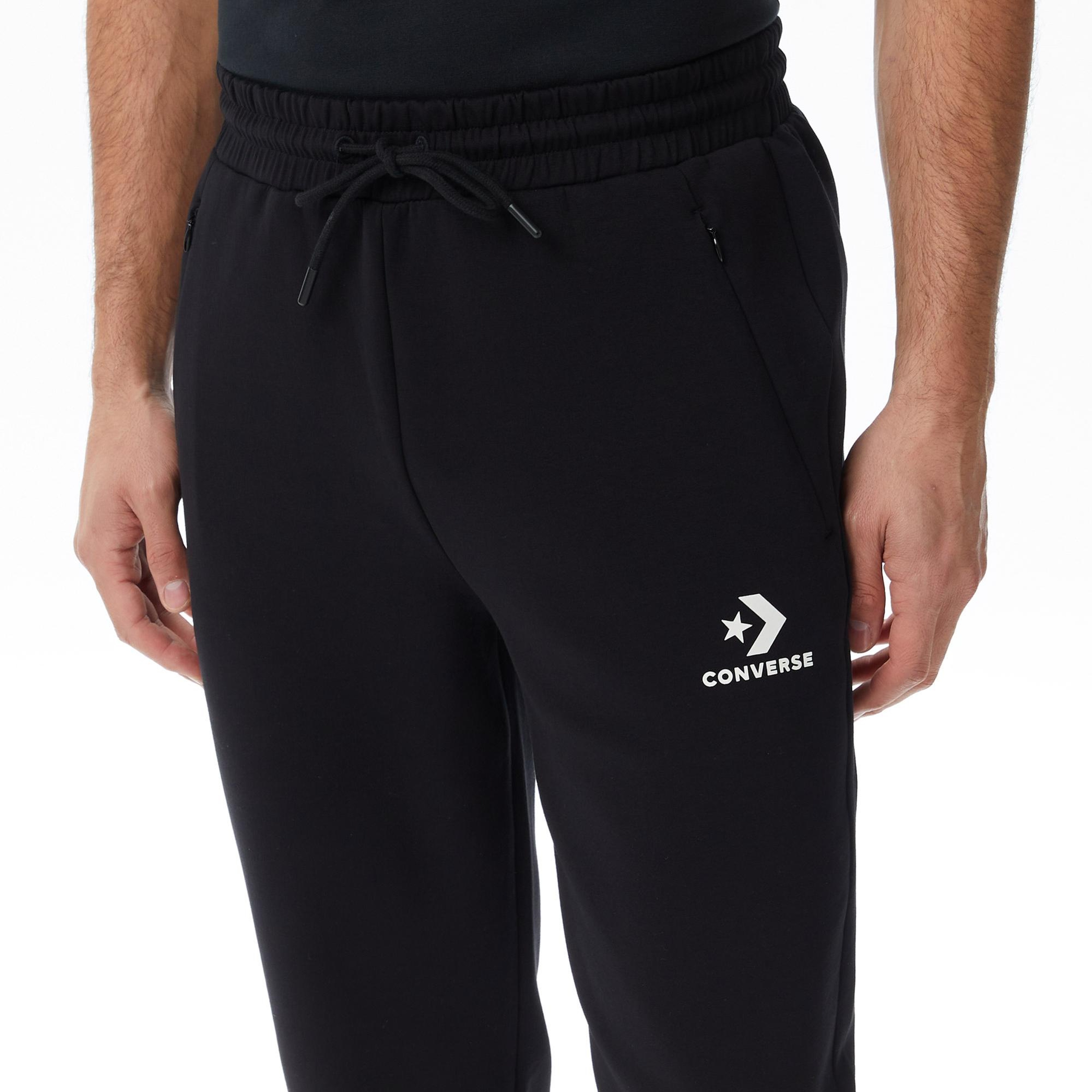 Converse Star Chevron Baskılı Erkek Oversize Fit Siyah Eşofman Altı