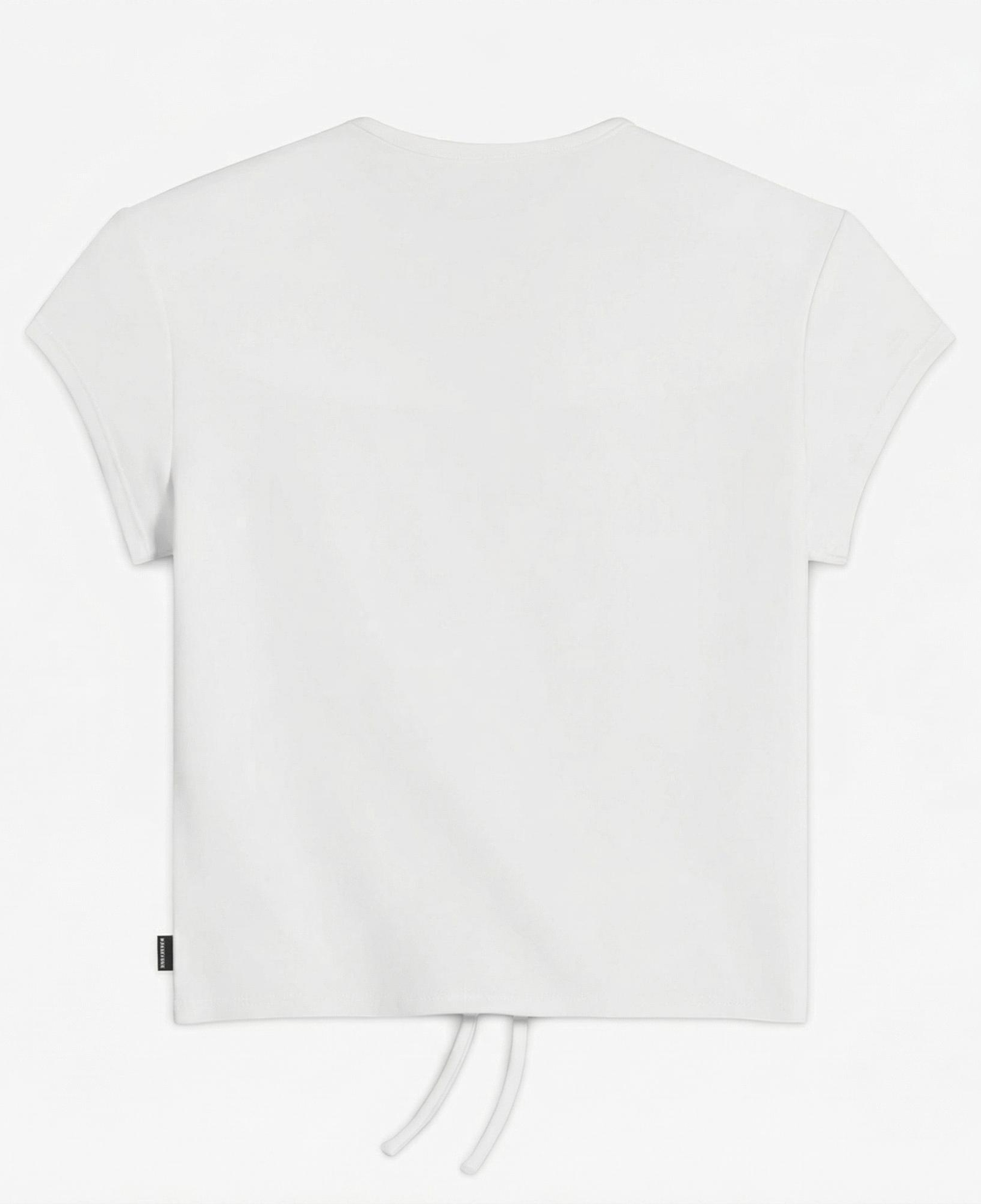 Converse Classic Kadın Slim Fit V Yaka Büzgülü Beyaz T-Shirt