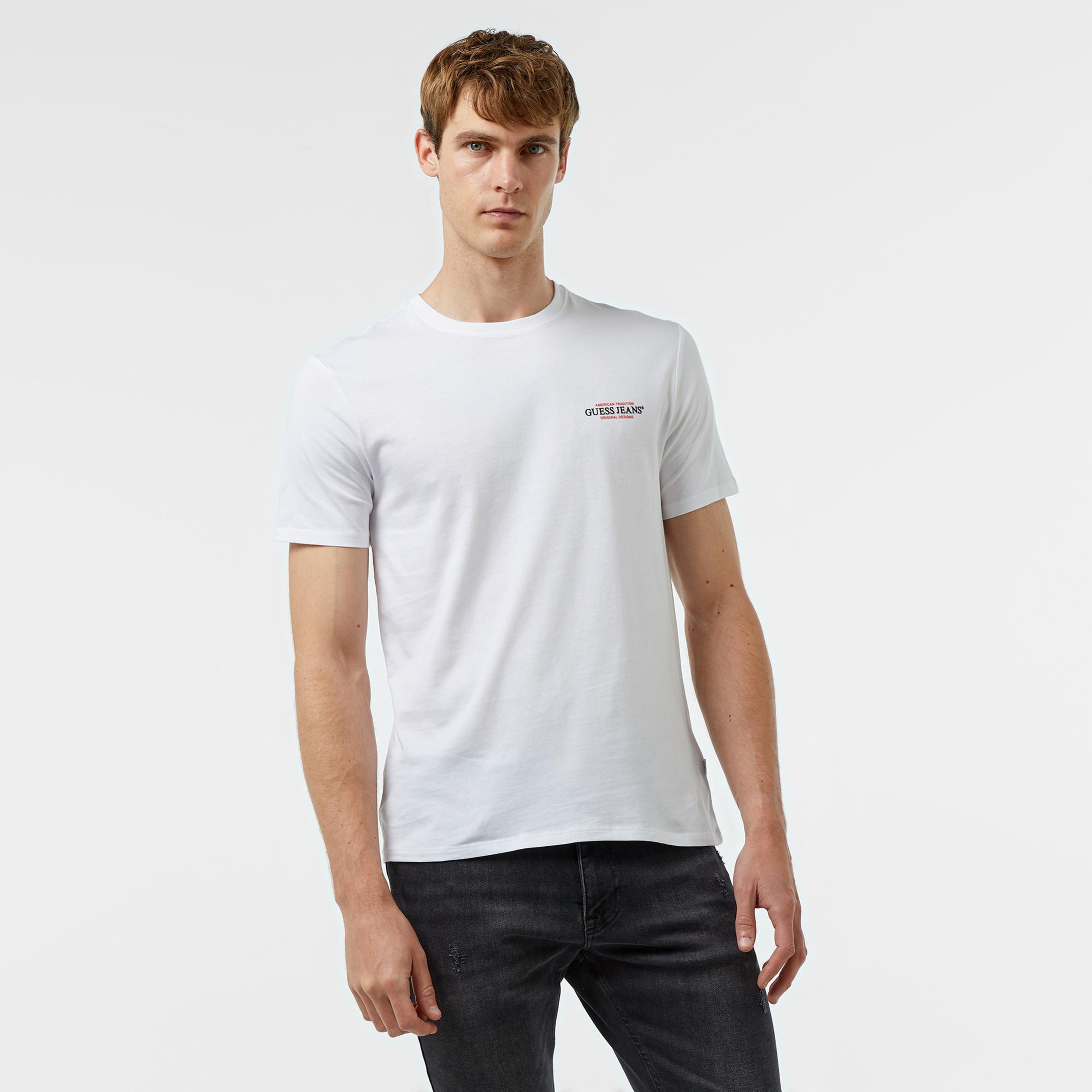 Guess Slim America Organic Cotton Erkek Beyaz T-Shirt