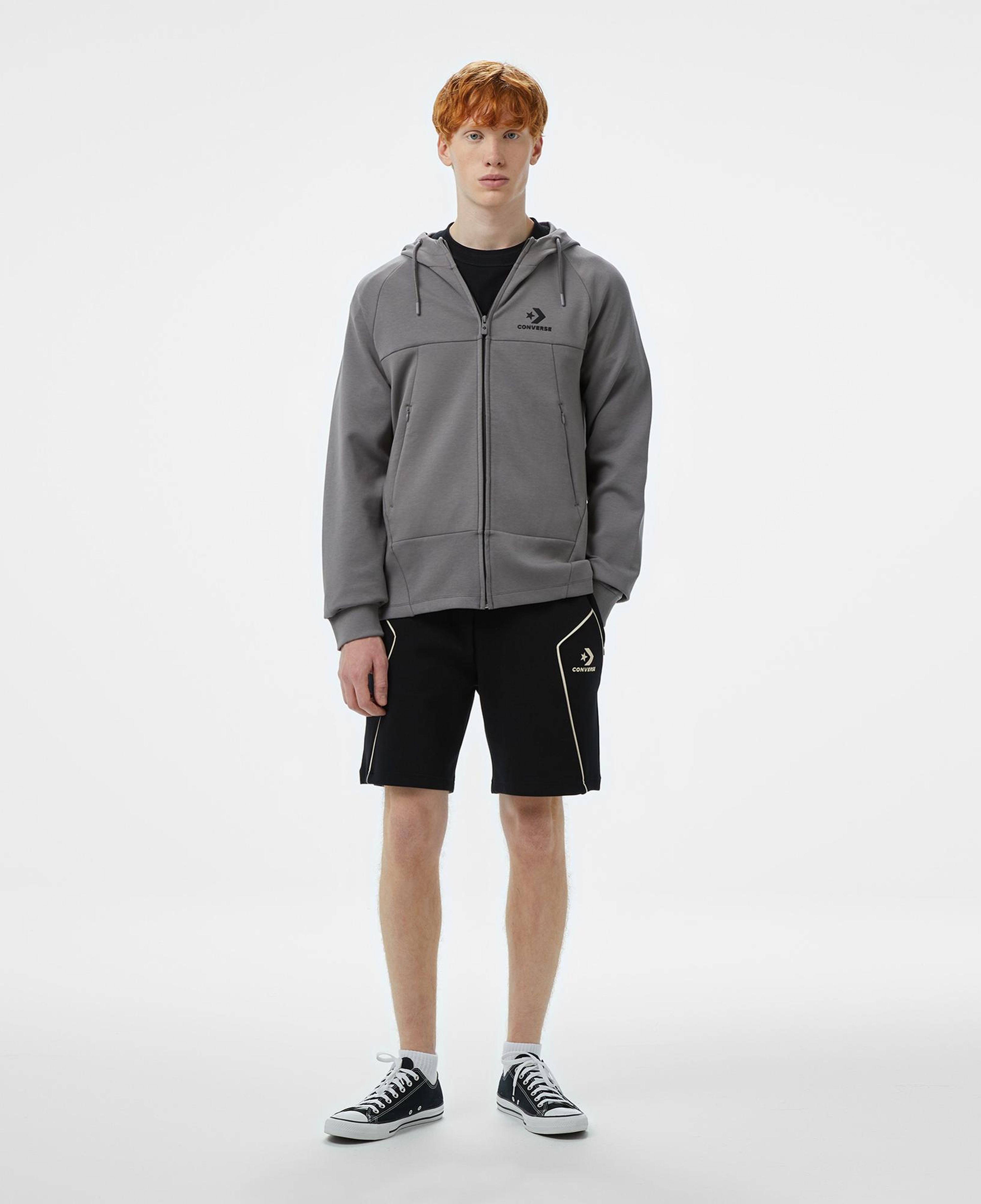 Converse Star Chevron Baskılı Regular Fit Erkek Gri Hoodie