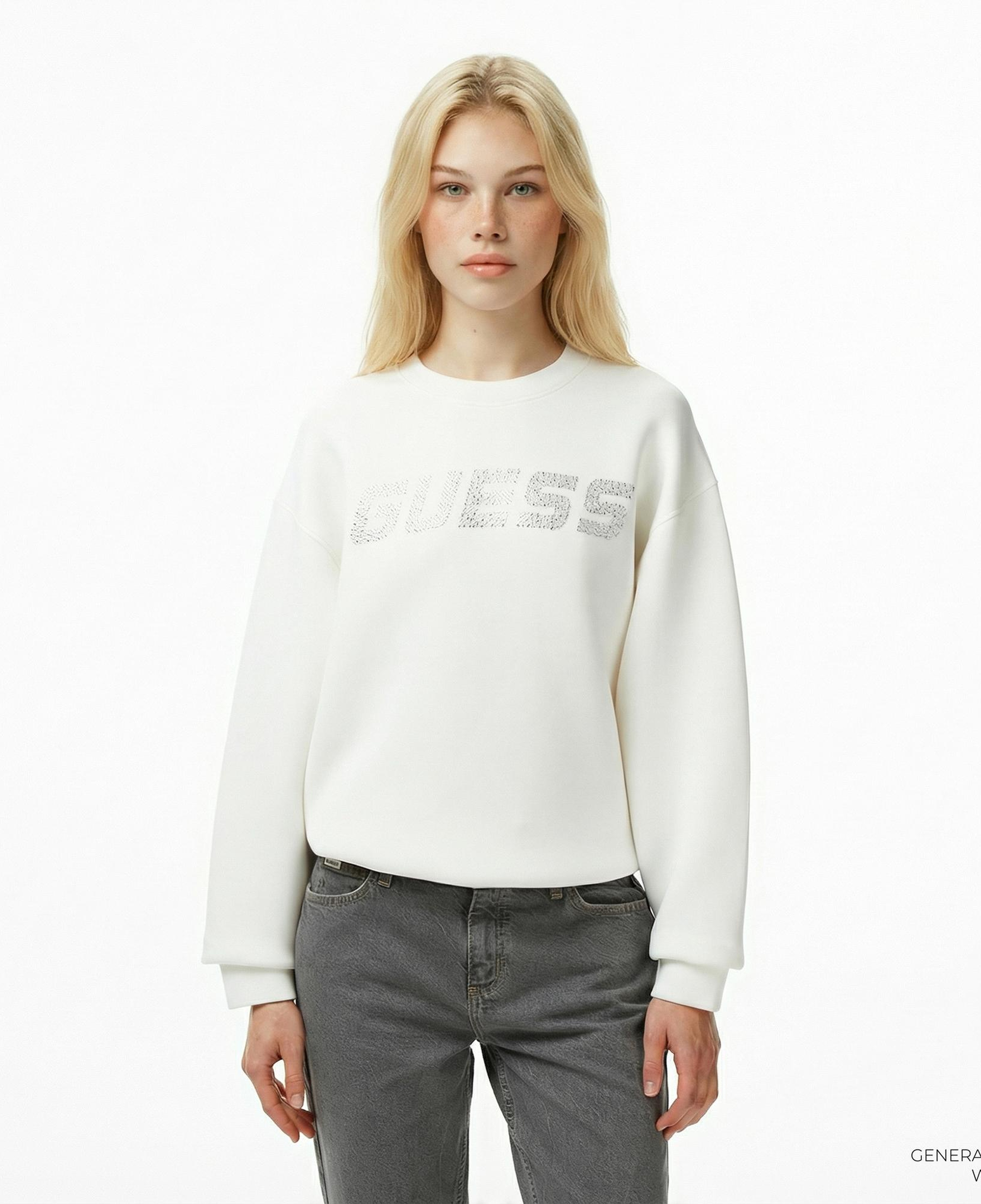 Guess Cecilia Scuba Kadın Beyaz Sweatshirt