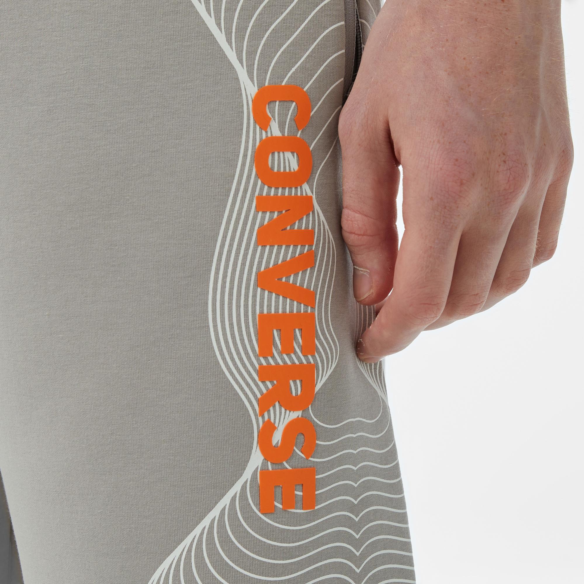 Converse Baskılı Erkek Oversize Fit Gri Şort