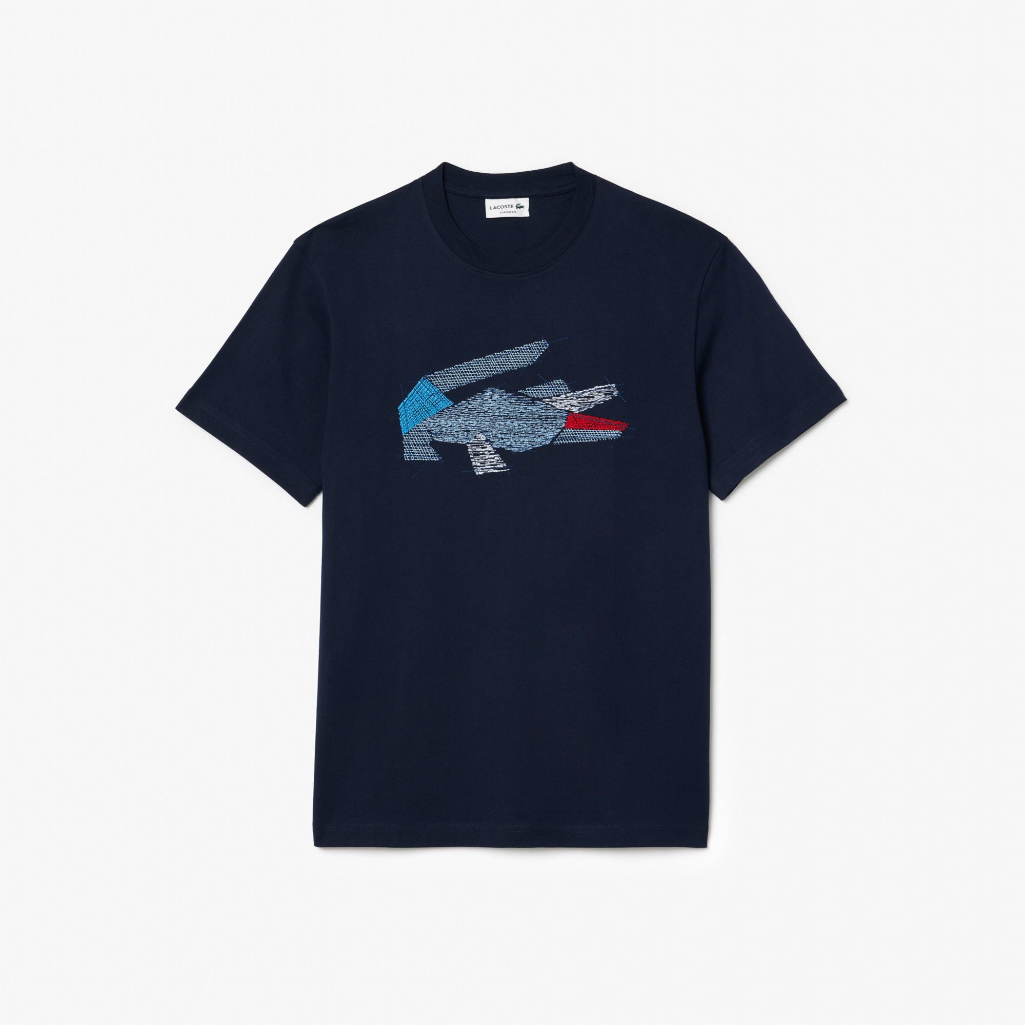 Lacoste Erkek Classic Fit Bisiklet Yaka Baskılı Lacivert T-Shirt