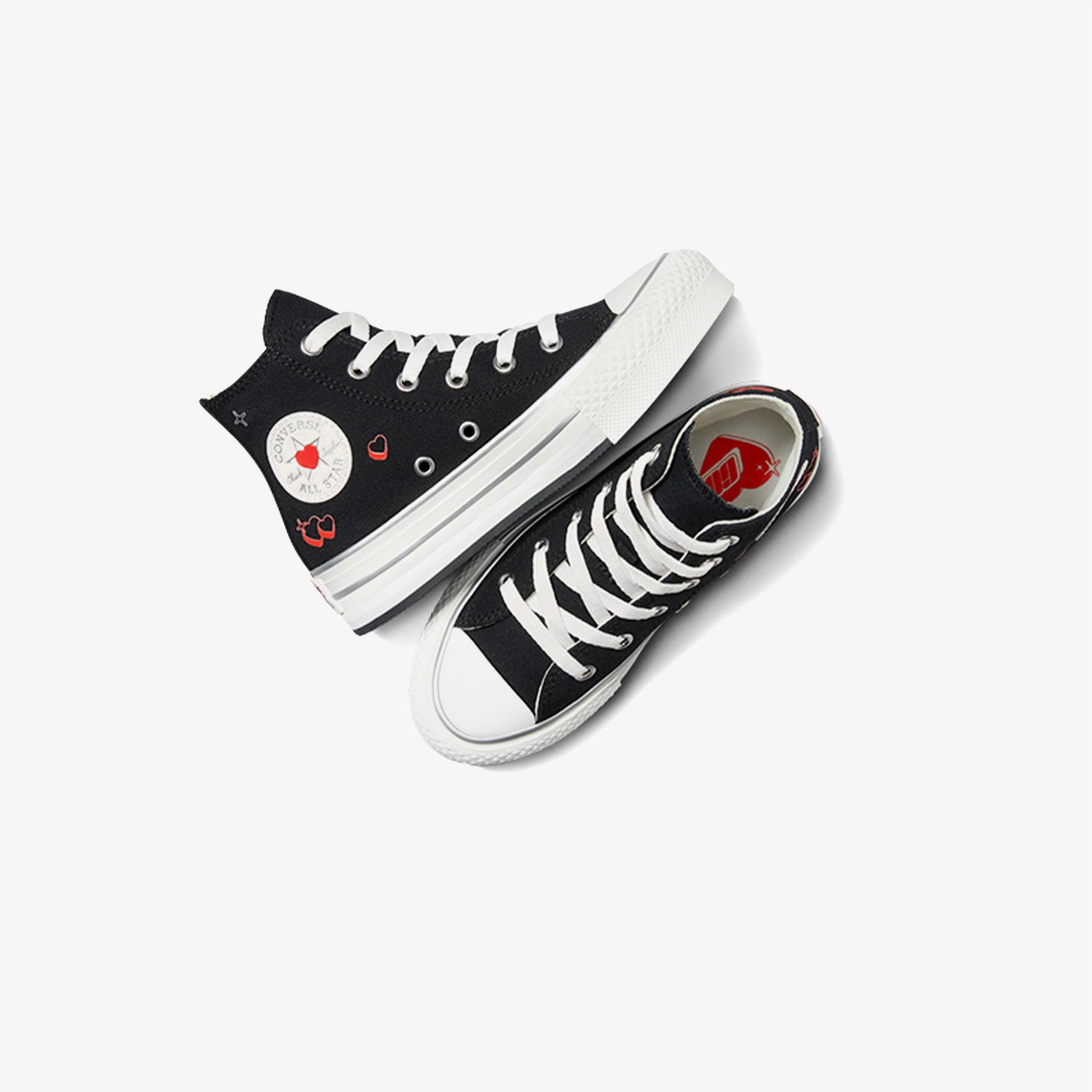 Converse Chuck Taylor All Star Eva Lift Y2K Heart Çocuk Siyah Platform Sneaker