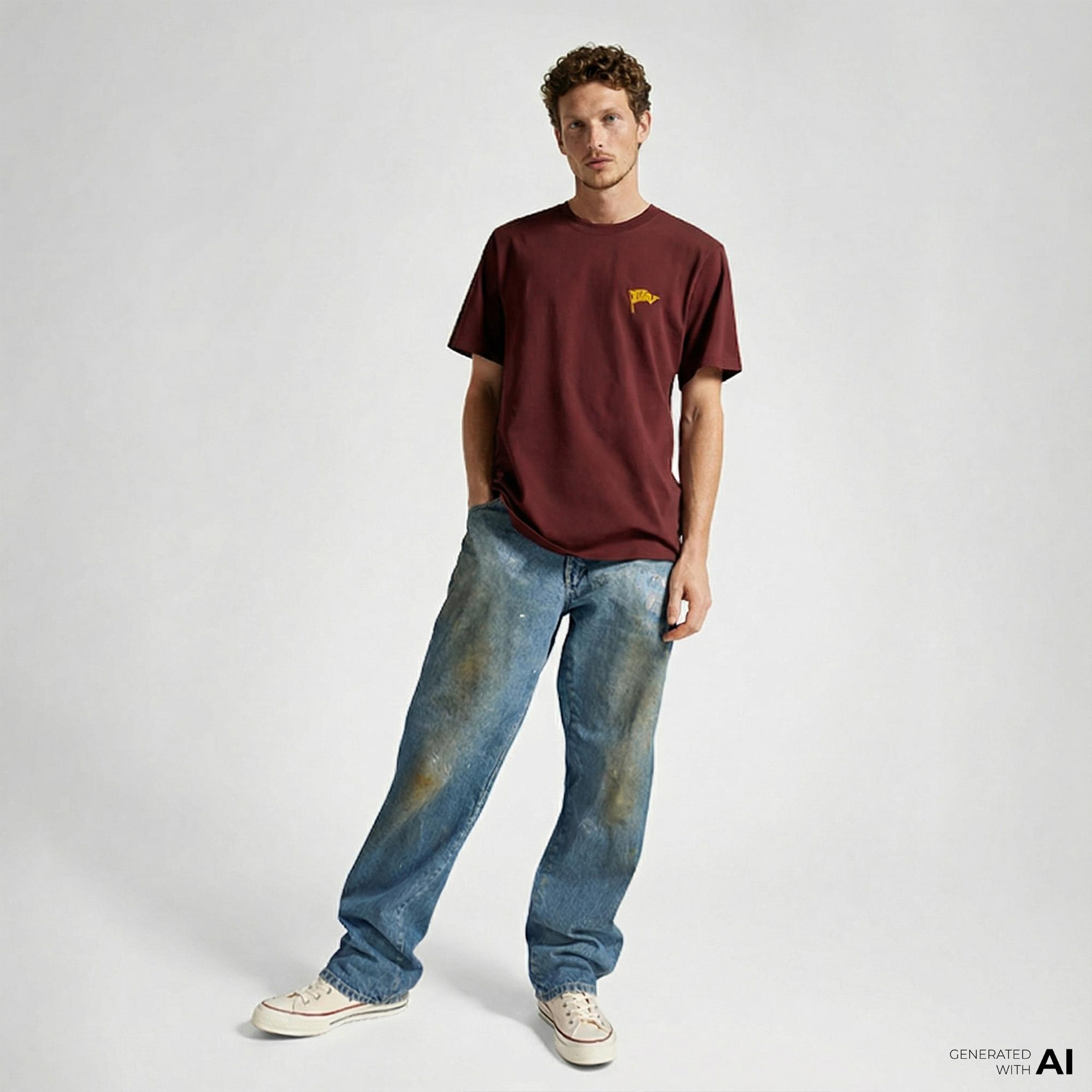 Converse Retro Flag Erkek Bordo T-Shirt