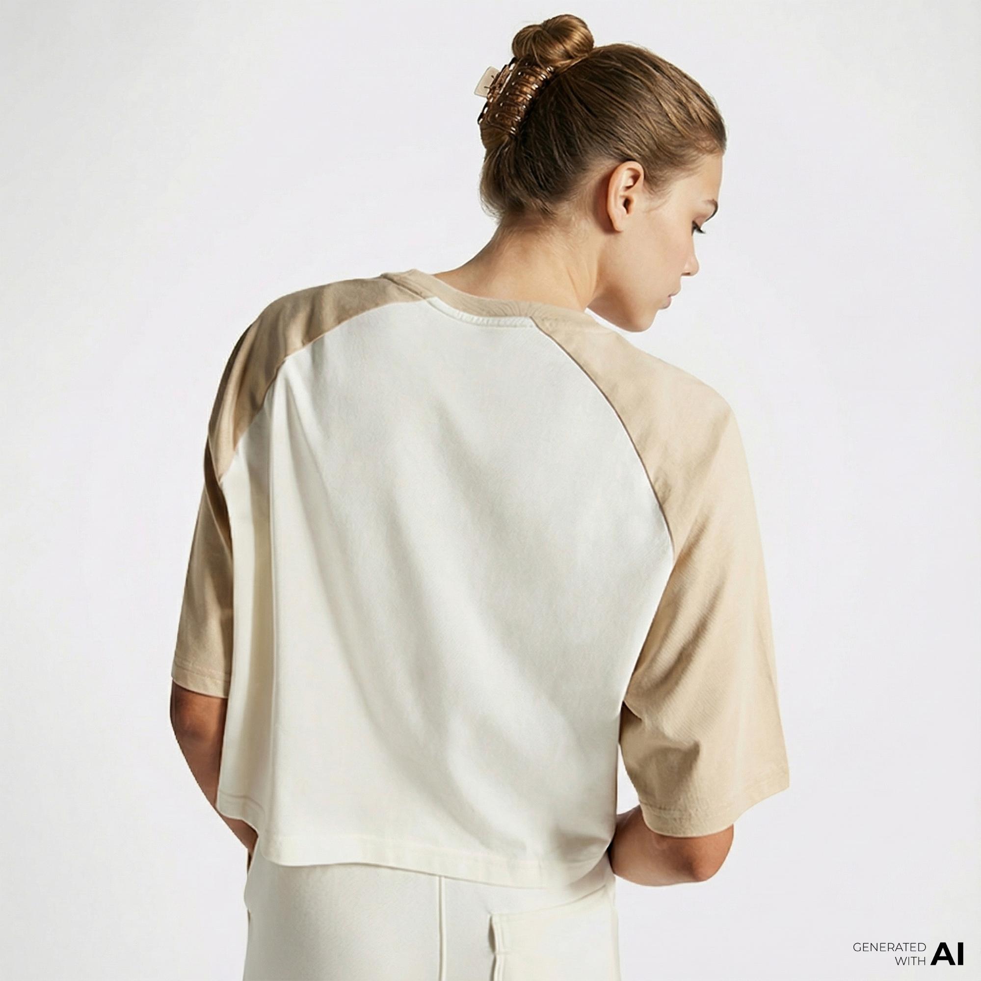 Converse Retro Cropped Kadın Krem T-Shirt