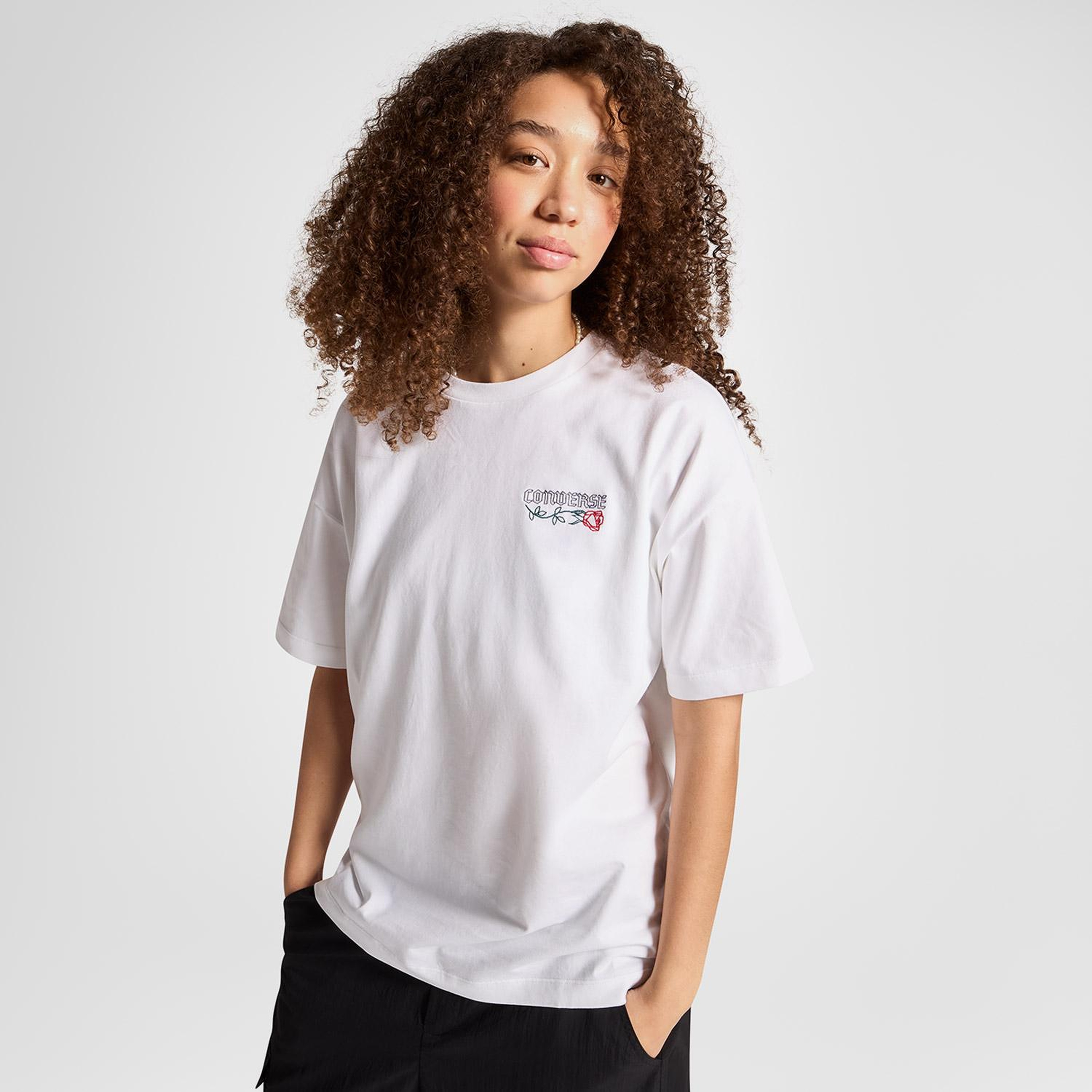 Converse Kadın Baskılı Beyaz T-Shirt