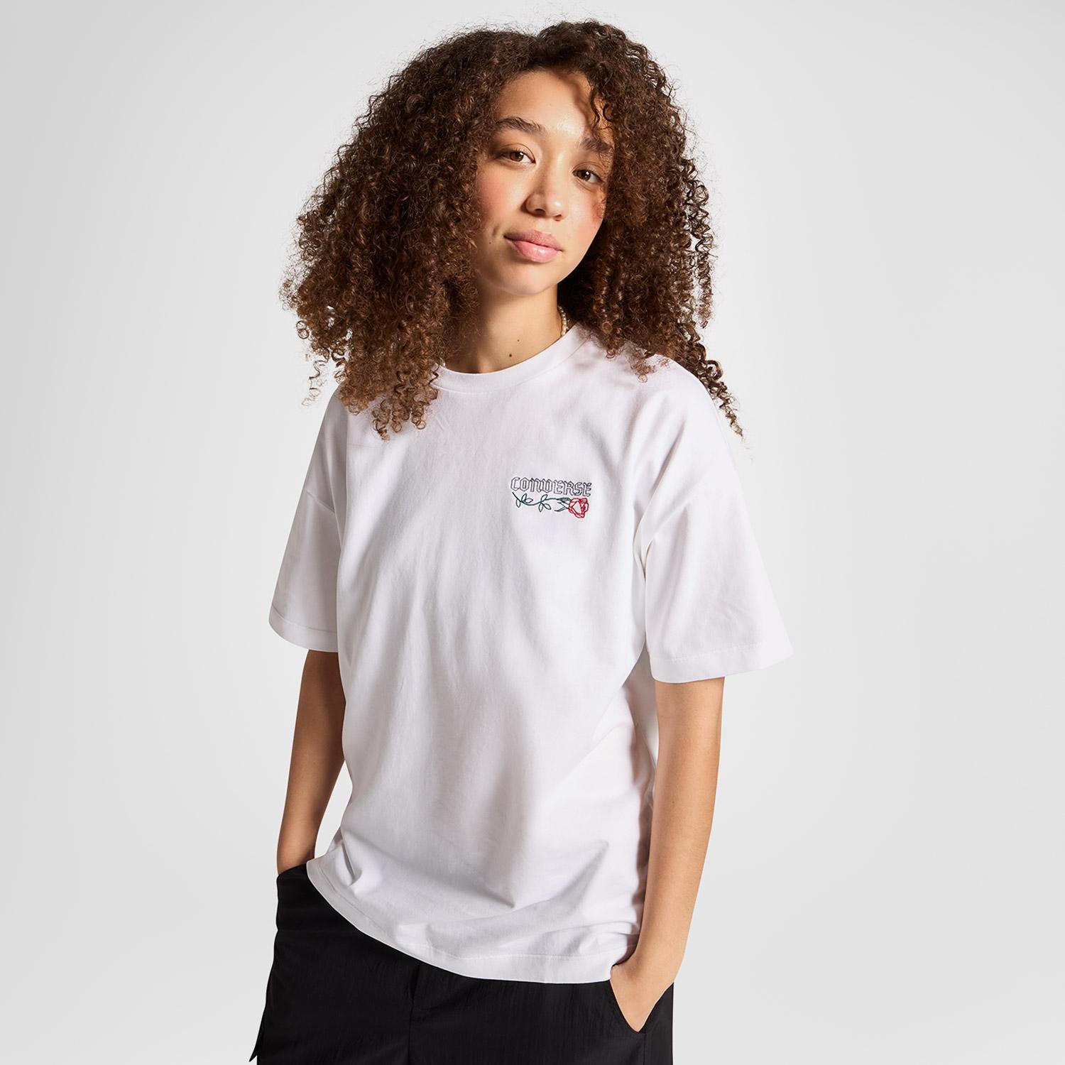 Converse Kadın Baskılı Beyaz T-Shirt