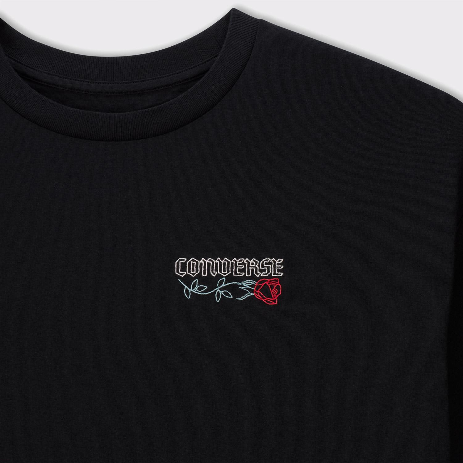 Converse Kadın Baskılı Siyah T-Shirt
