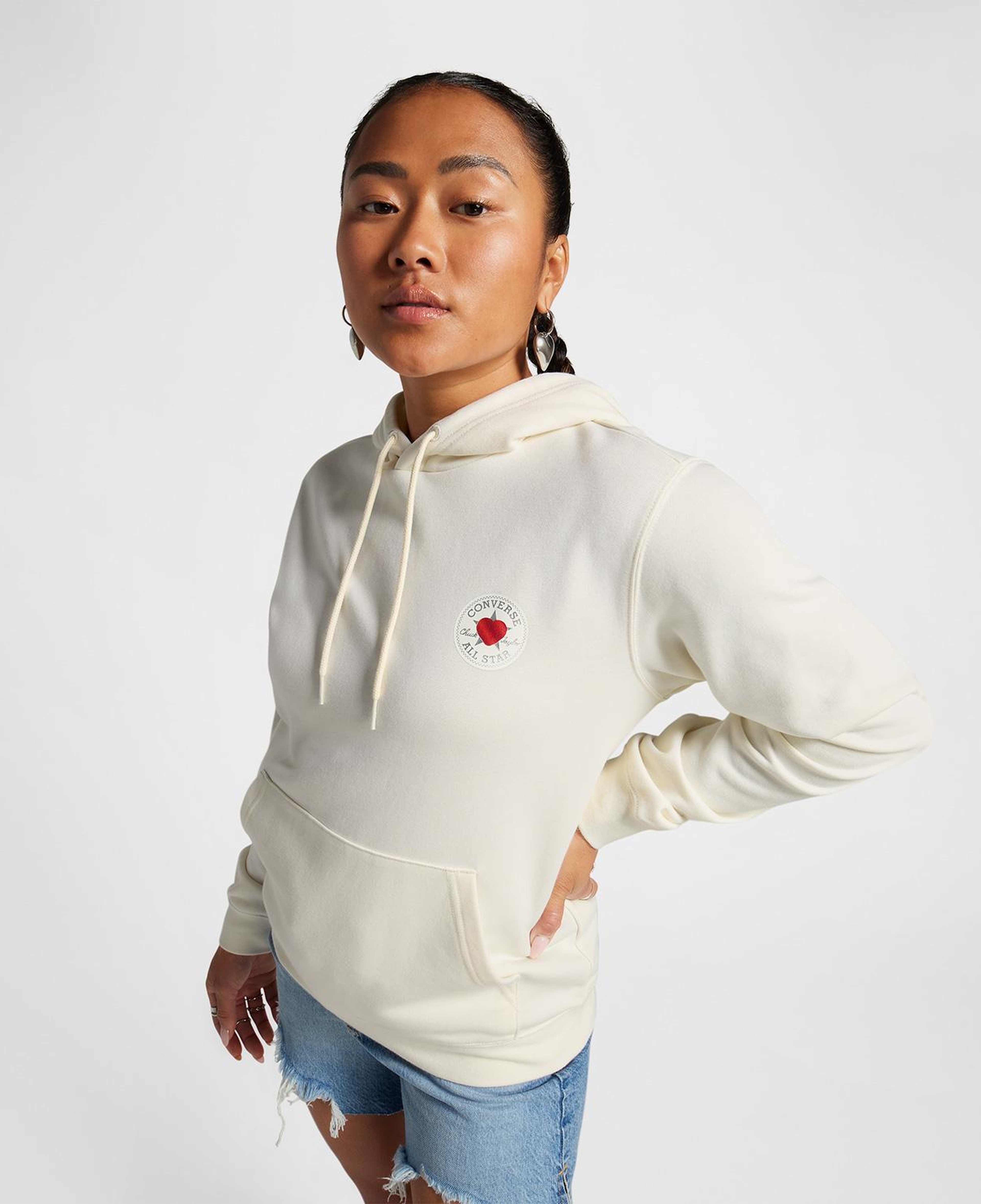 Converse Y2K Heart Pullover Kadın Krem Hoodie
