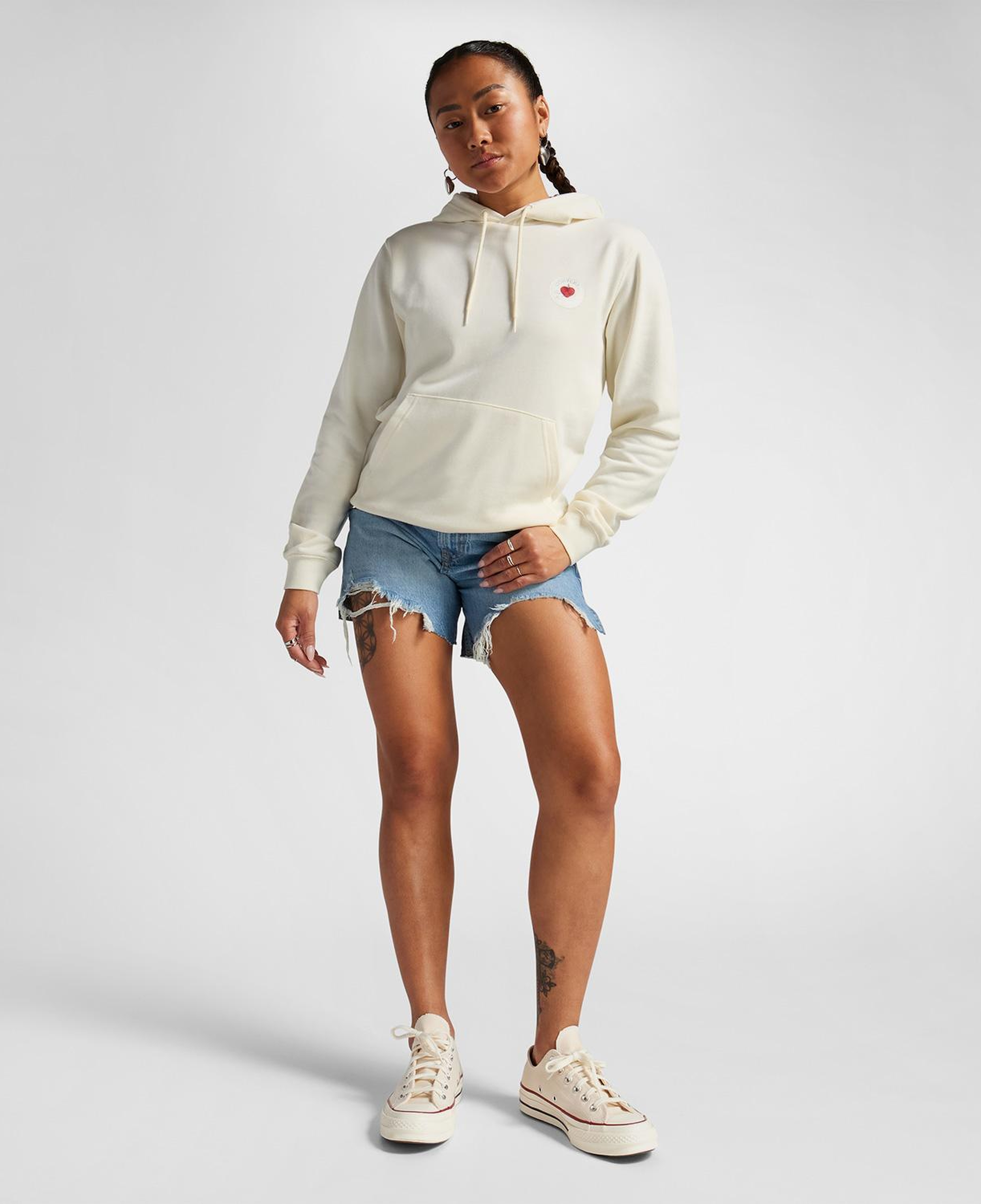 Converse Y2K Heart Pullover Kadın Krem Hoodie