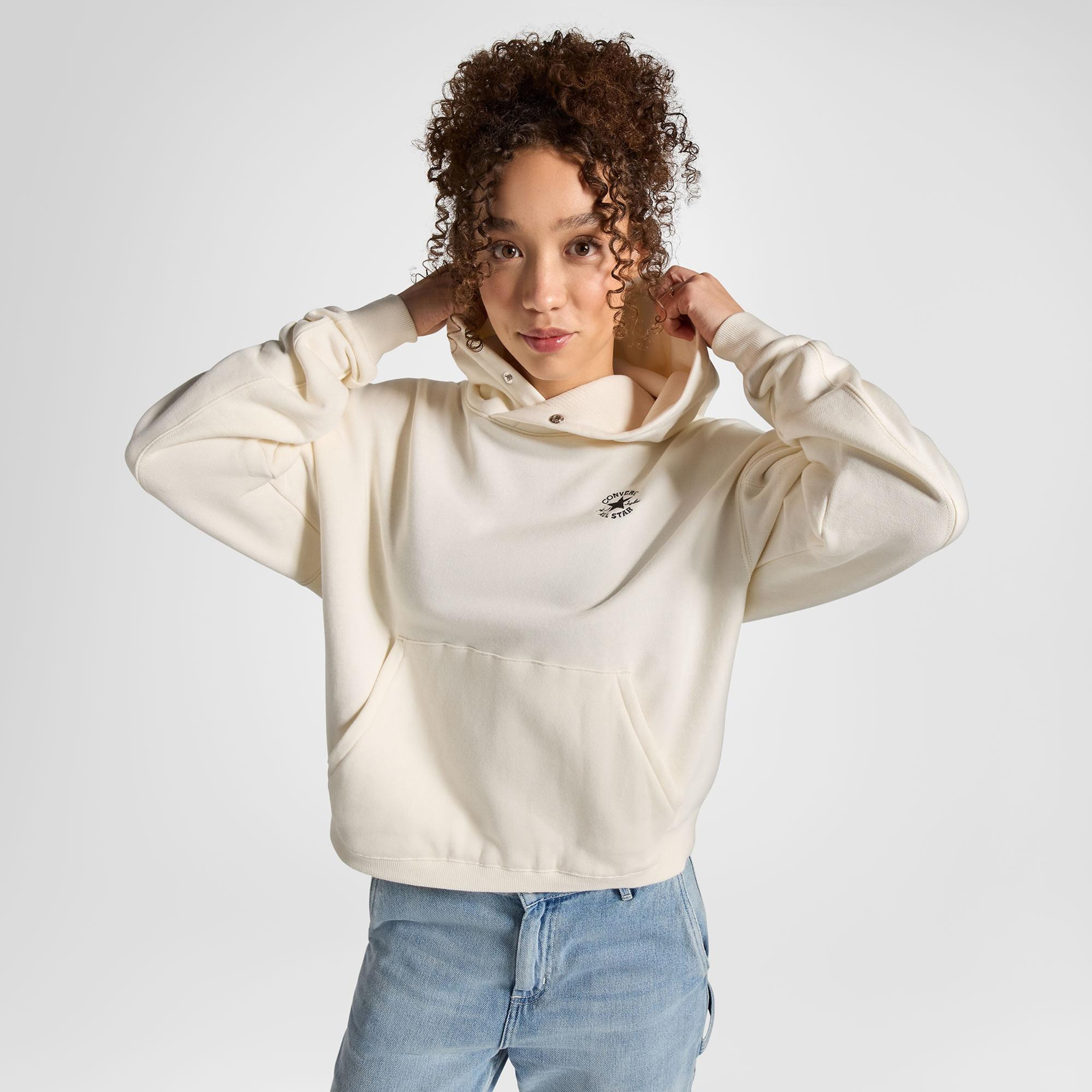 Converse Kadın Oversize Fit Krem Hoodie