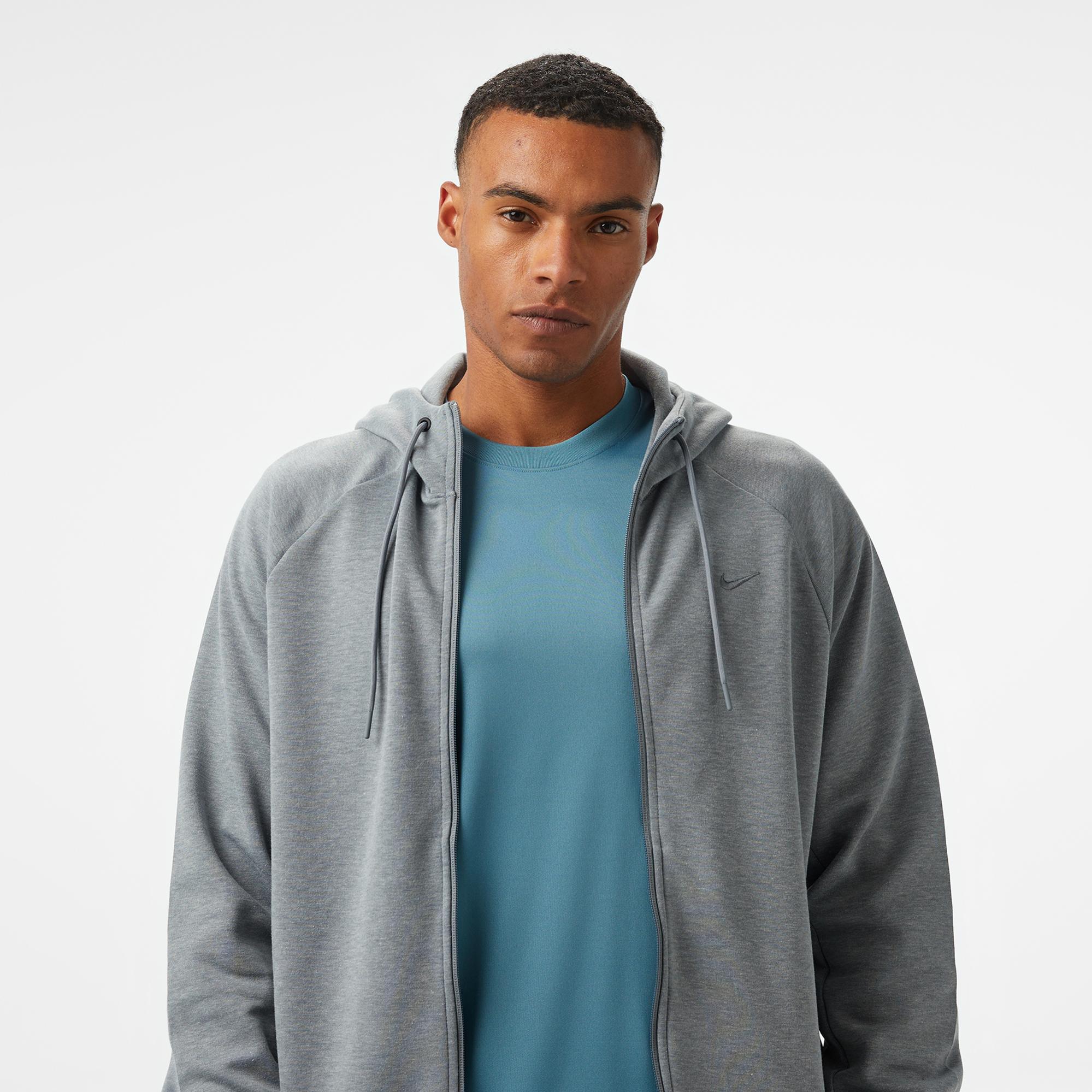 Nike Dri-Fit Primary Fleece Erkek Gri Hoodie