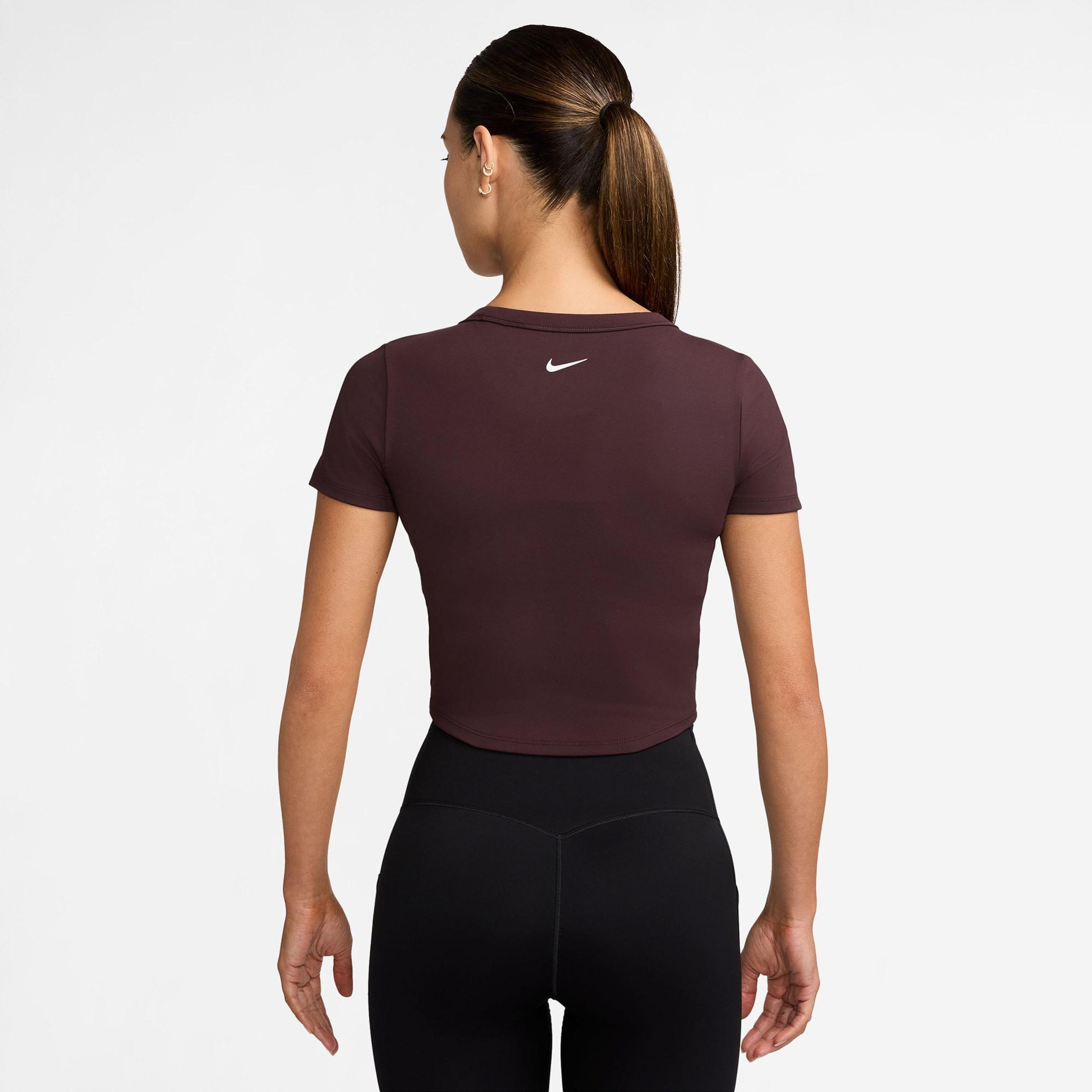 Nike One Fitted Dri-Fit Kadın Bordo Crop T-Shirt