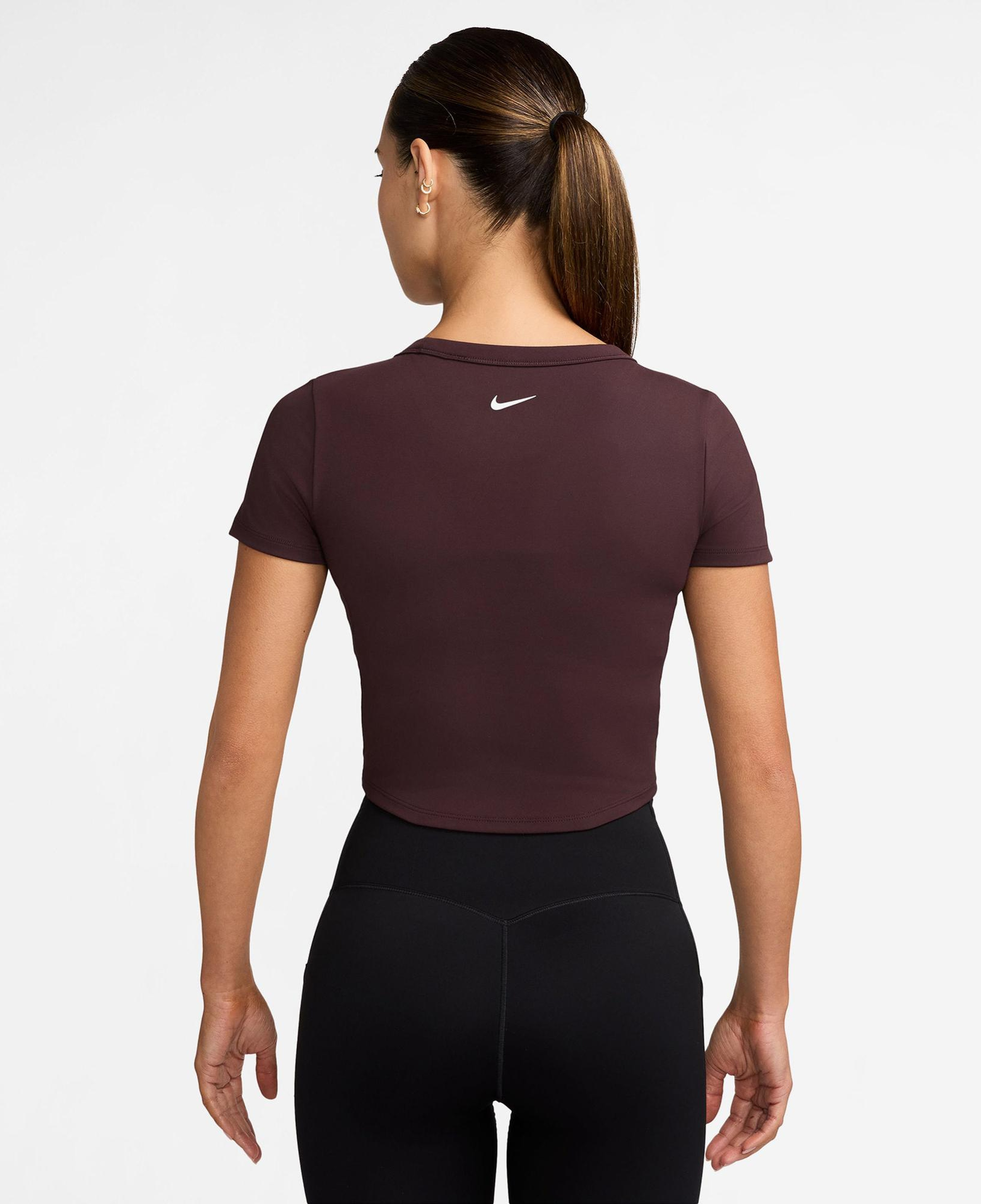 Nike One Fitted Dri-Fit Kadın Bordo Crop T-Shirt
