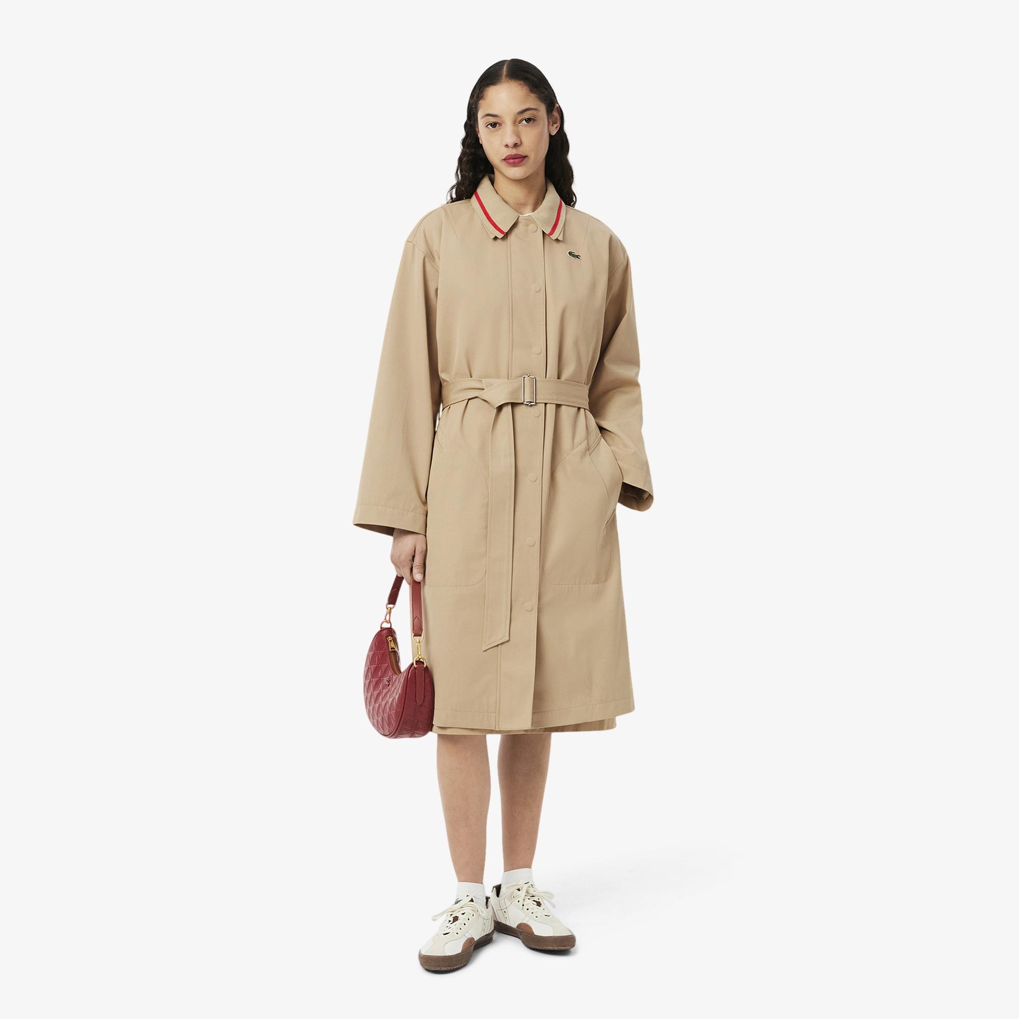 Lacoste Kadın Relaxed Fit Bej Trençkot