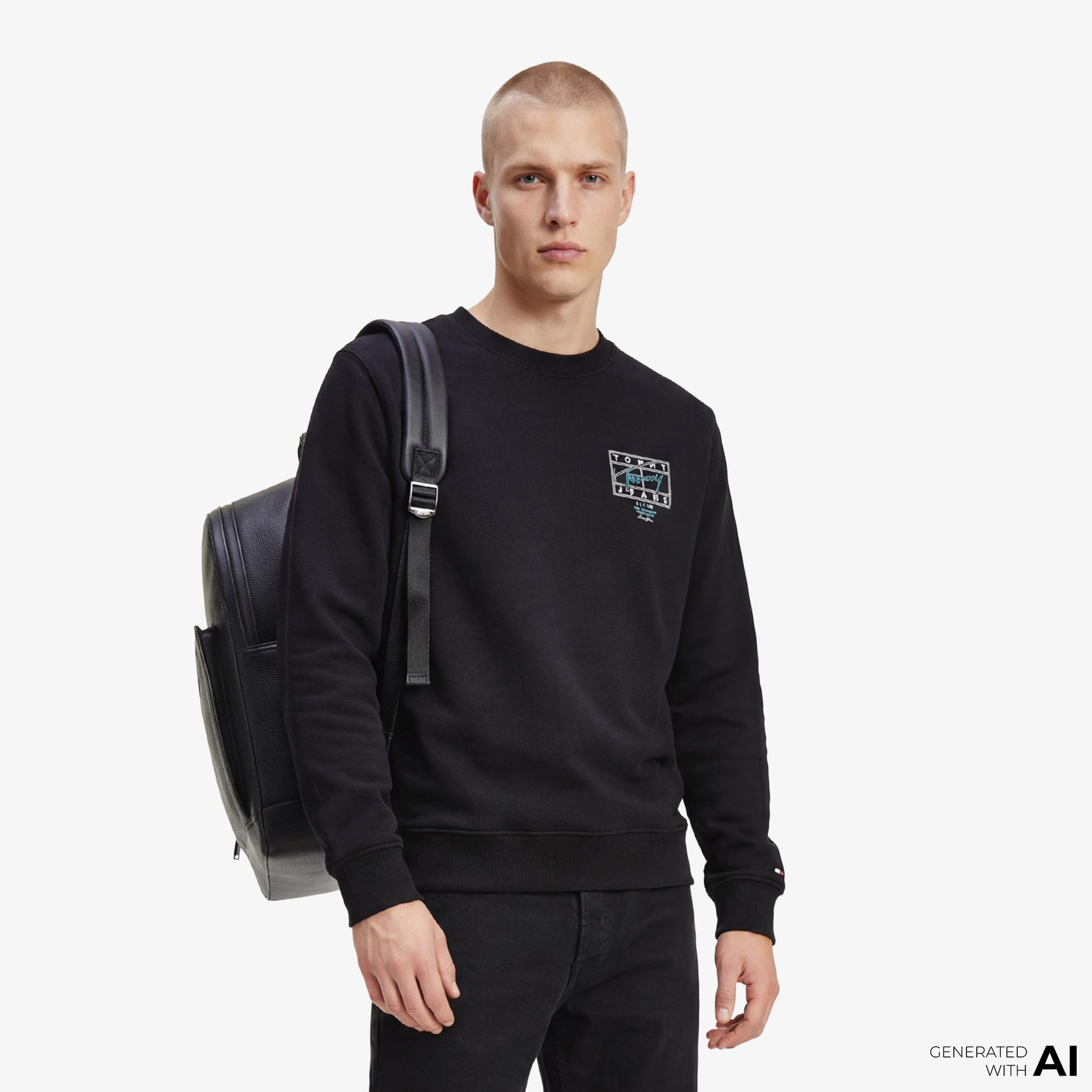 Tommy Hilfiger Signature Erkek Siyah Sweatshirt