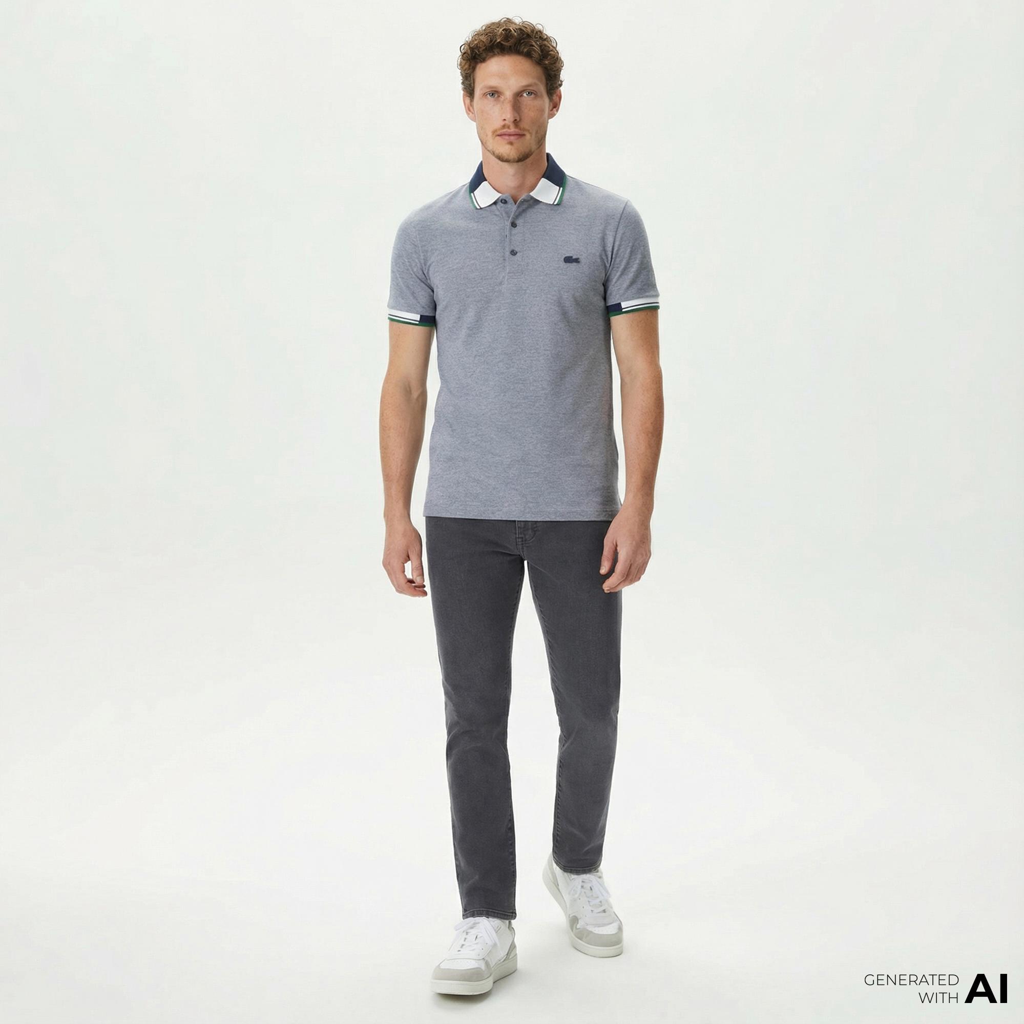 Lacoste Erkek Slim Fit Gri Jean Pantolon