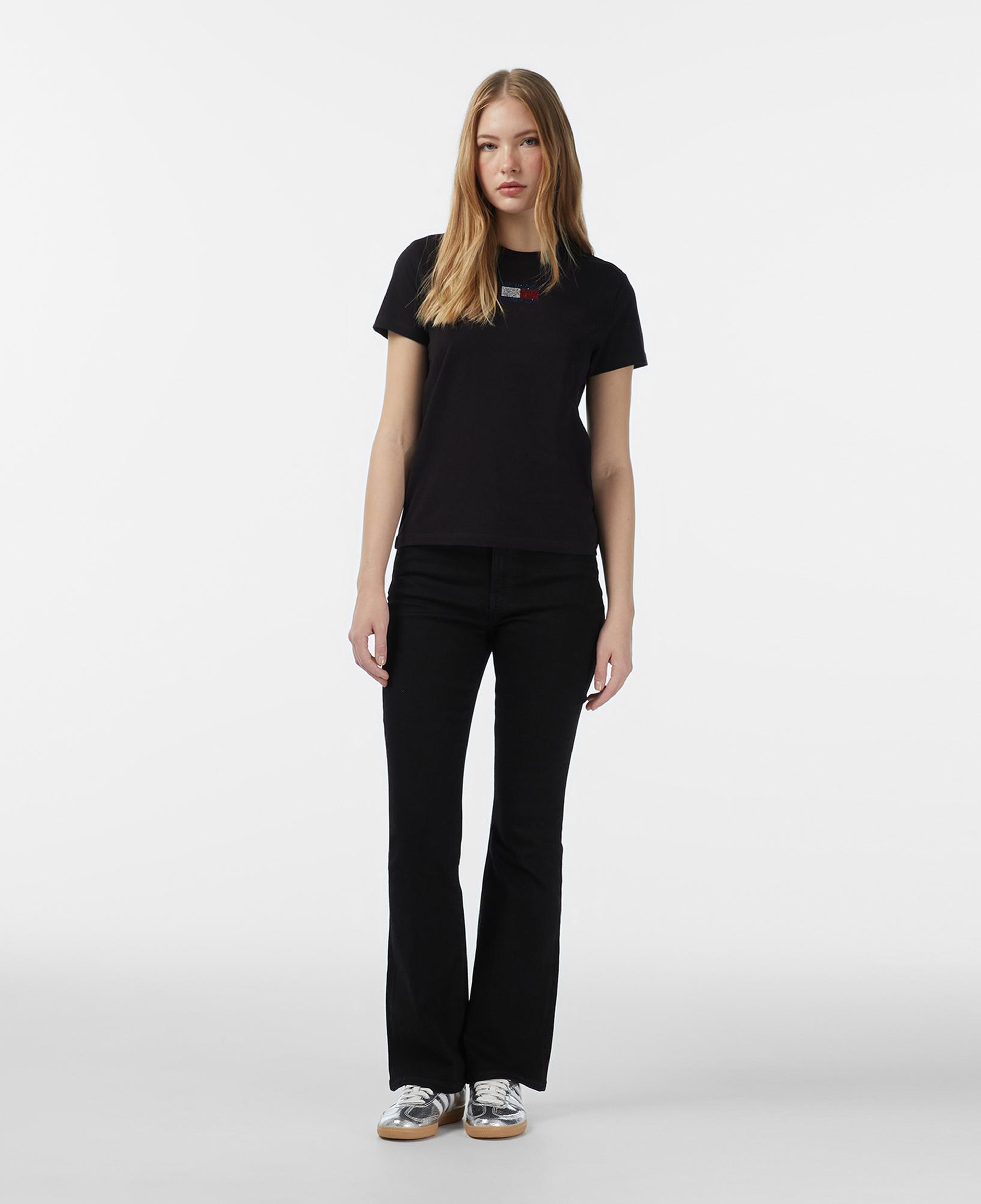 Tommy Jeans Regular Party Flag Kadın Siyah T-Shirt