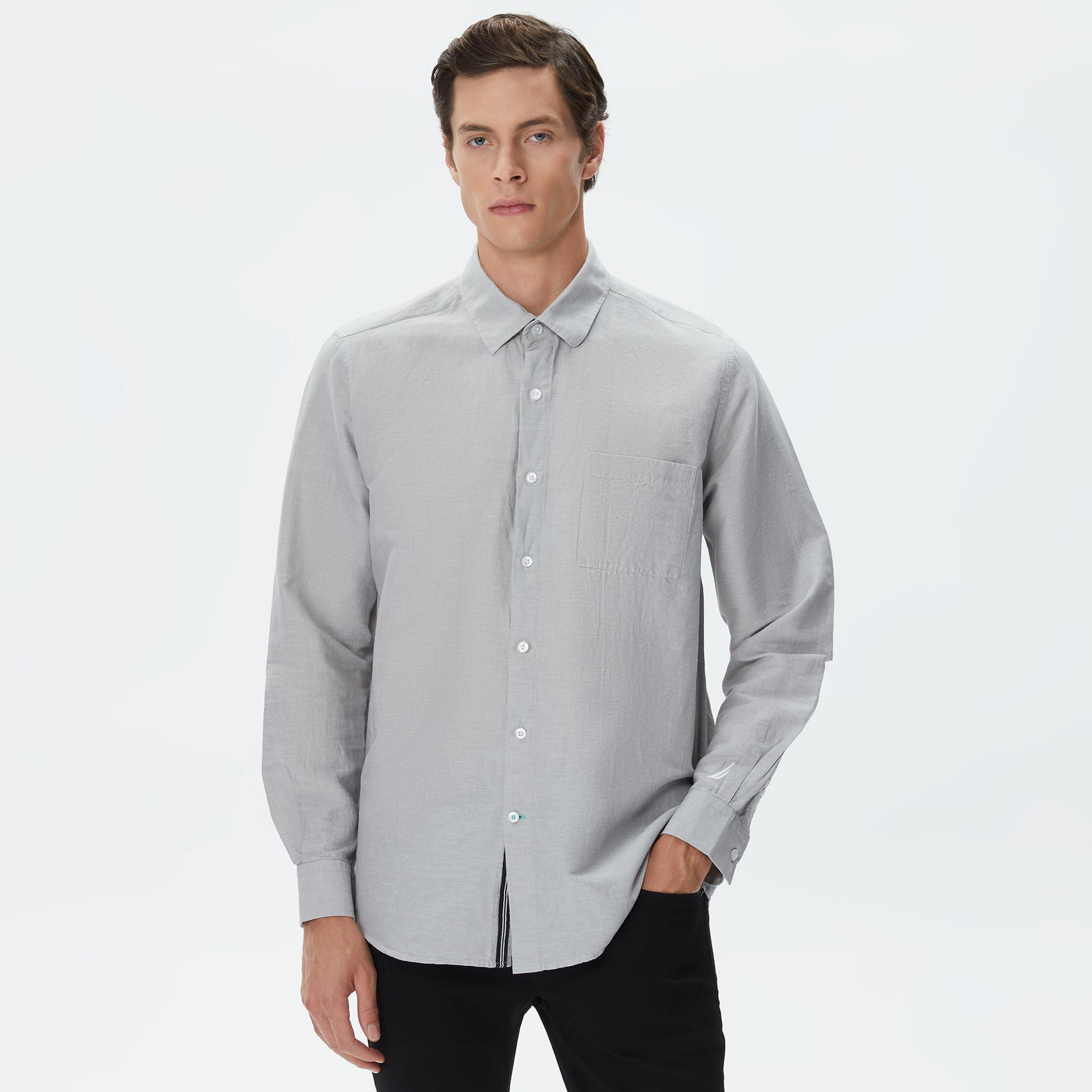 Nautica Erkek Gri Classic Fit Gömlek