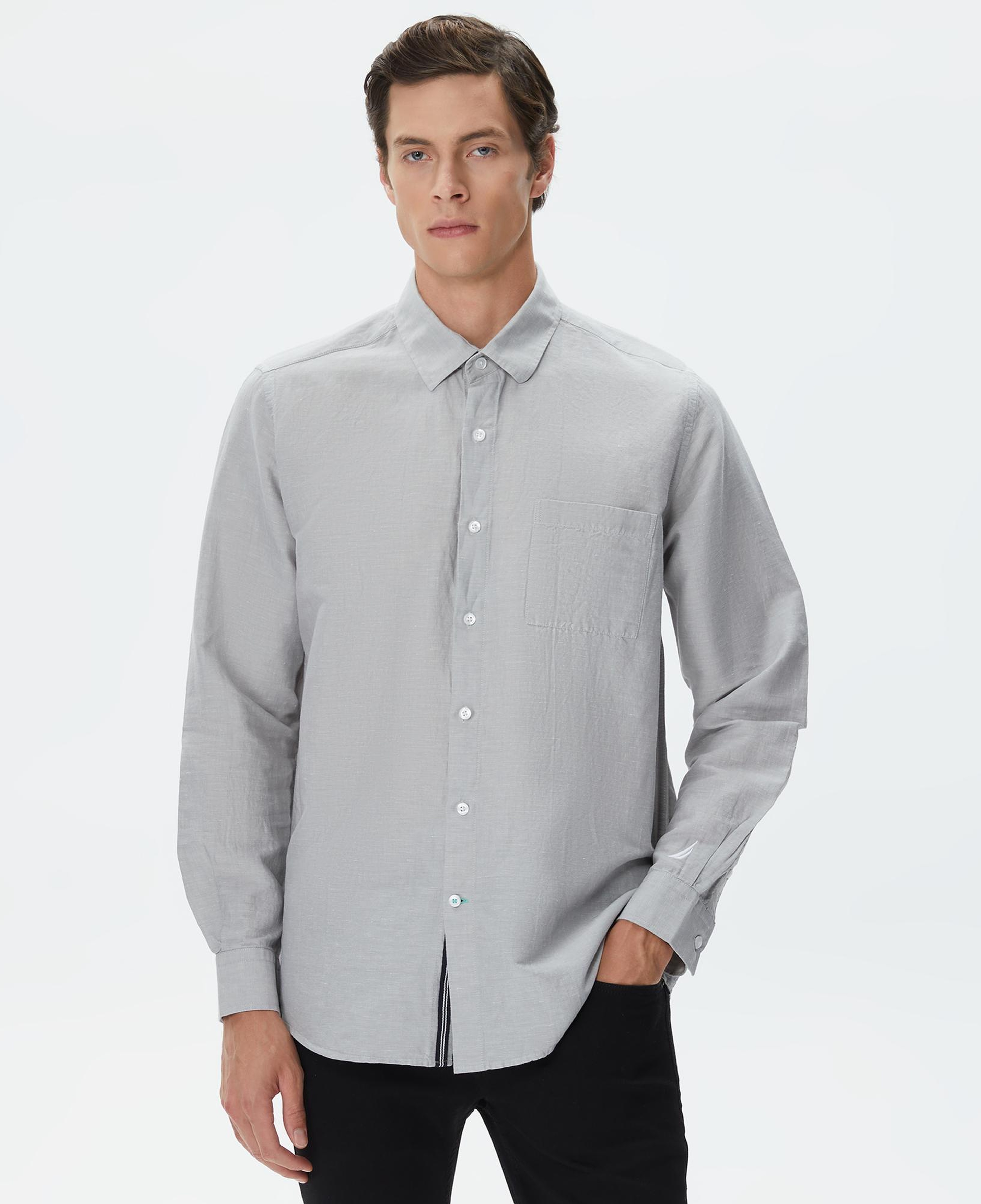 Nautica Erkek Gri Classic Fit Gömlek