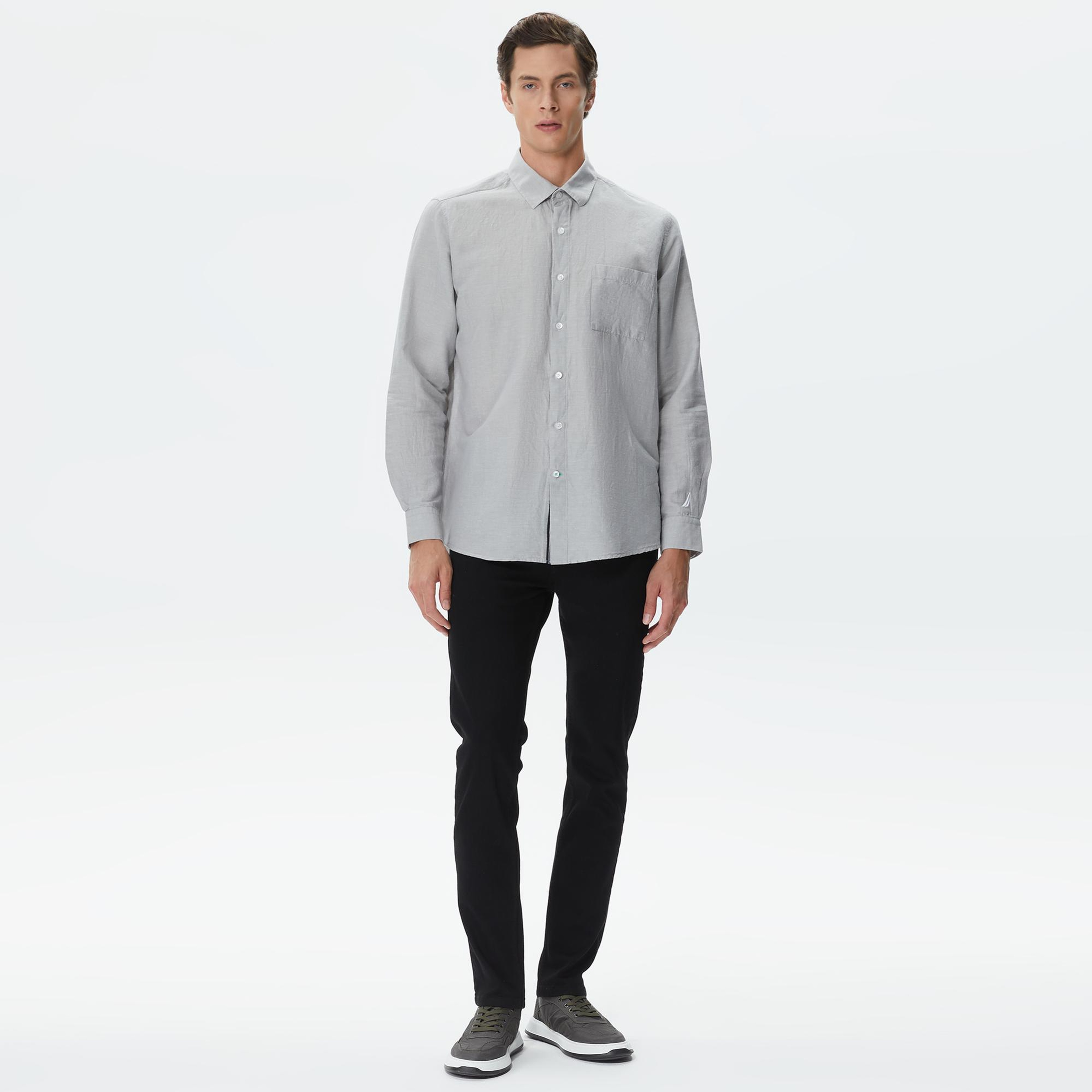 Nautica Erkek Gri Classic Fit Gömlek