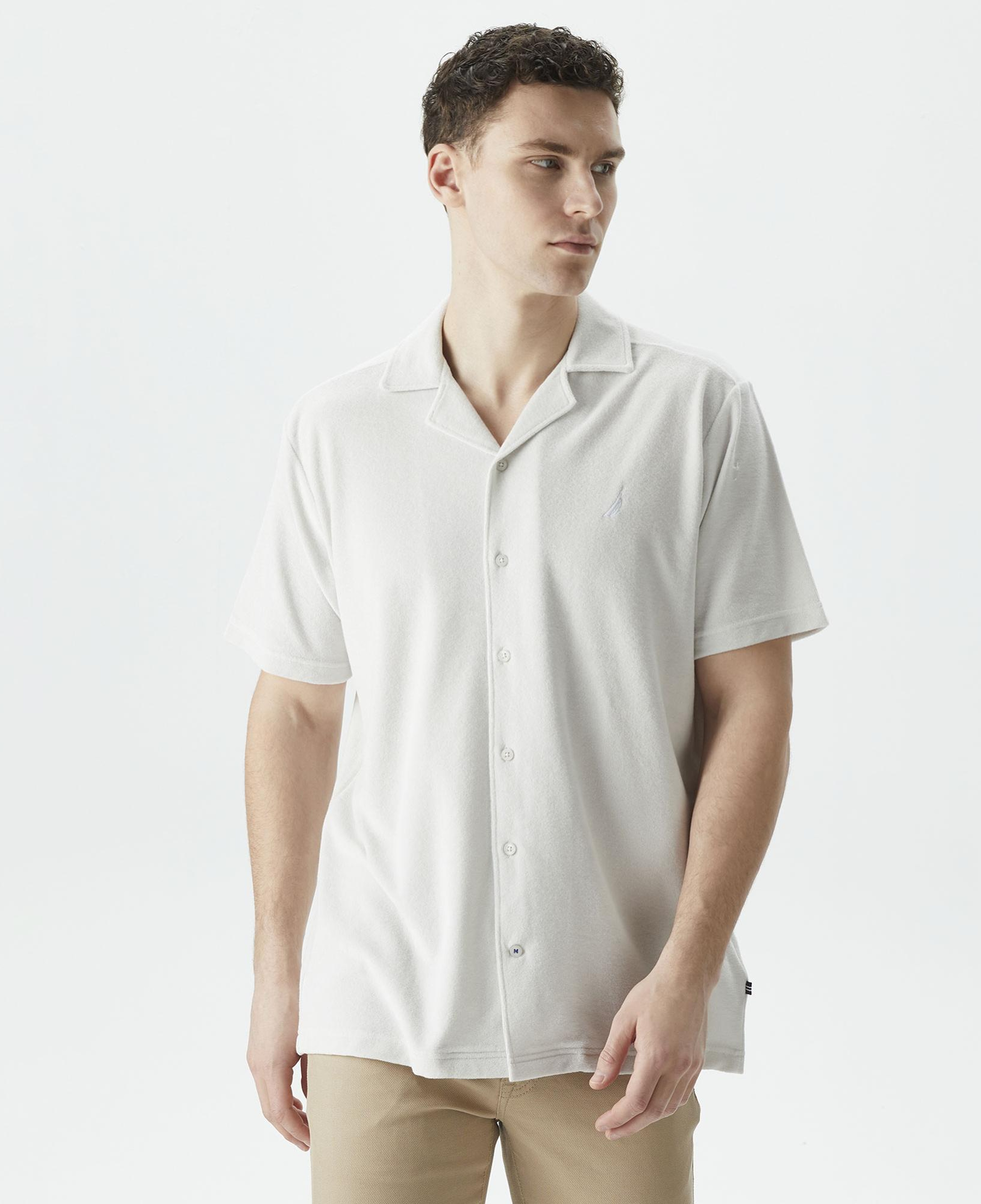 Nautica Erkek Gri Classic Fit Kısa Kollu Gömlek