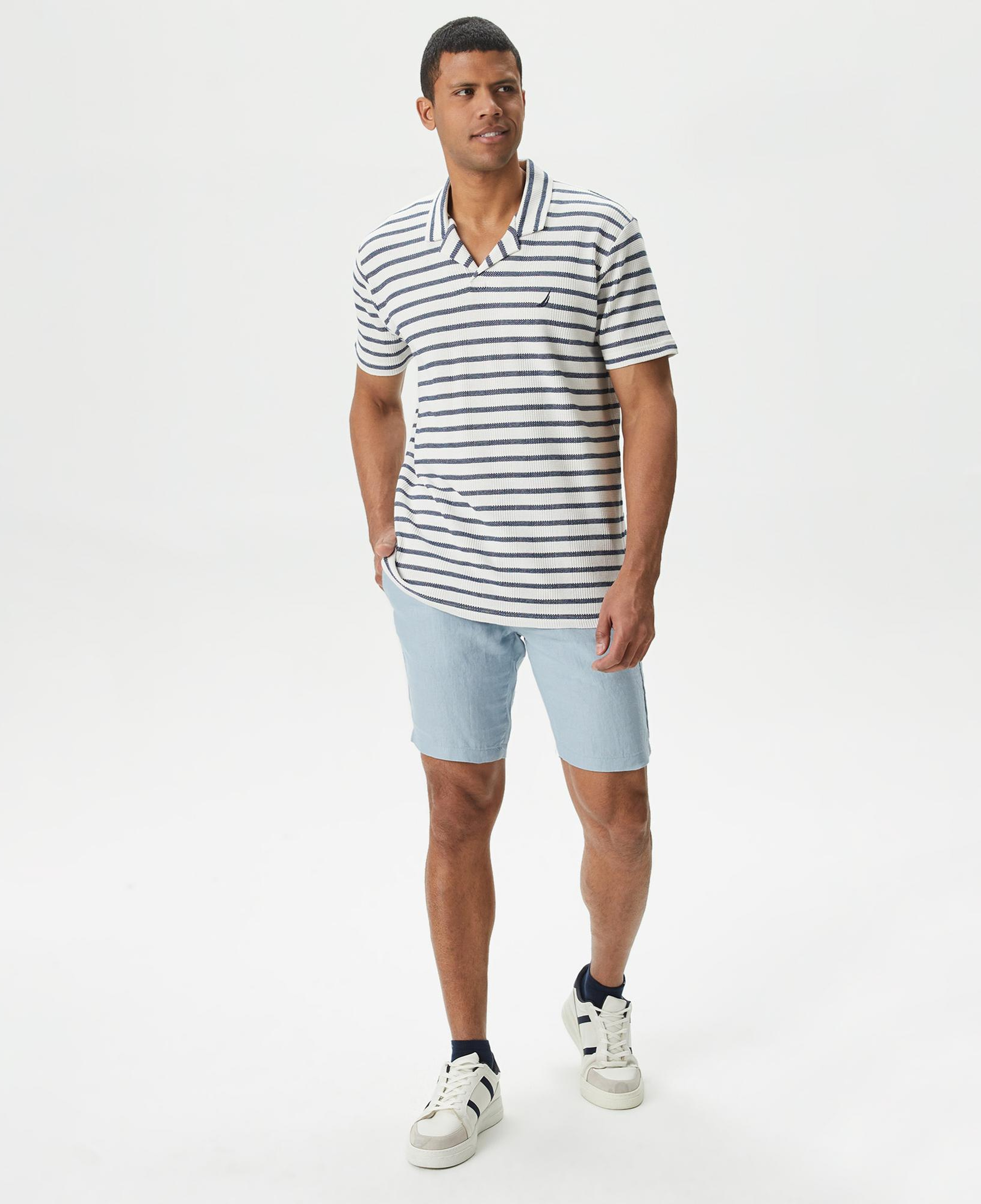 Nautica Erkek Lacivert Classic Fit Kısa Kollu Çizgili Polo Yaka T-Shirt