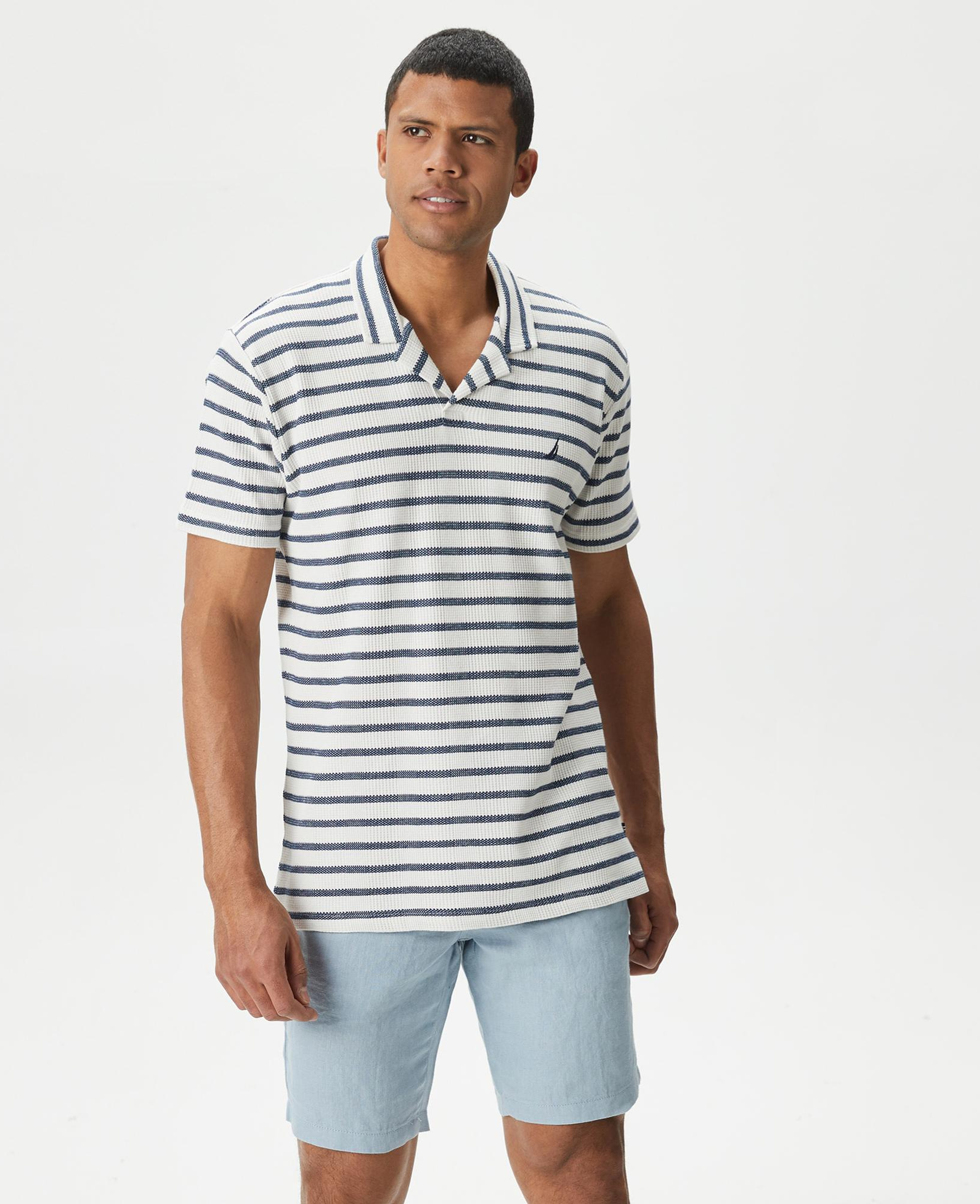 Nautica Erkek Lacivert Classic Fit Kısa Kollu Çizgili Polo Yaka T-Shirt