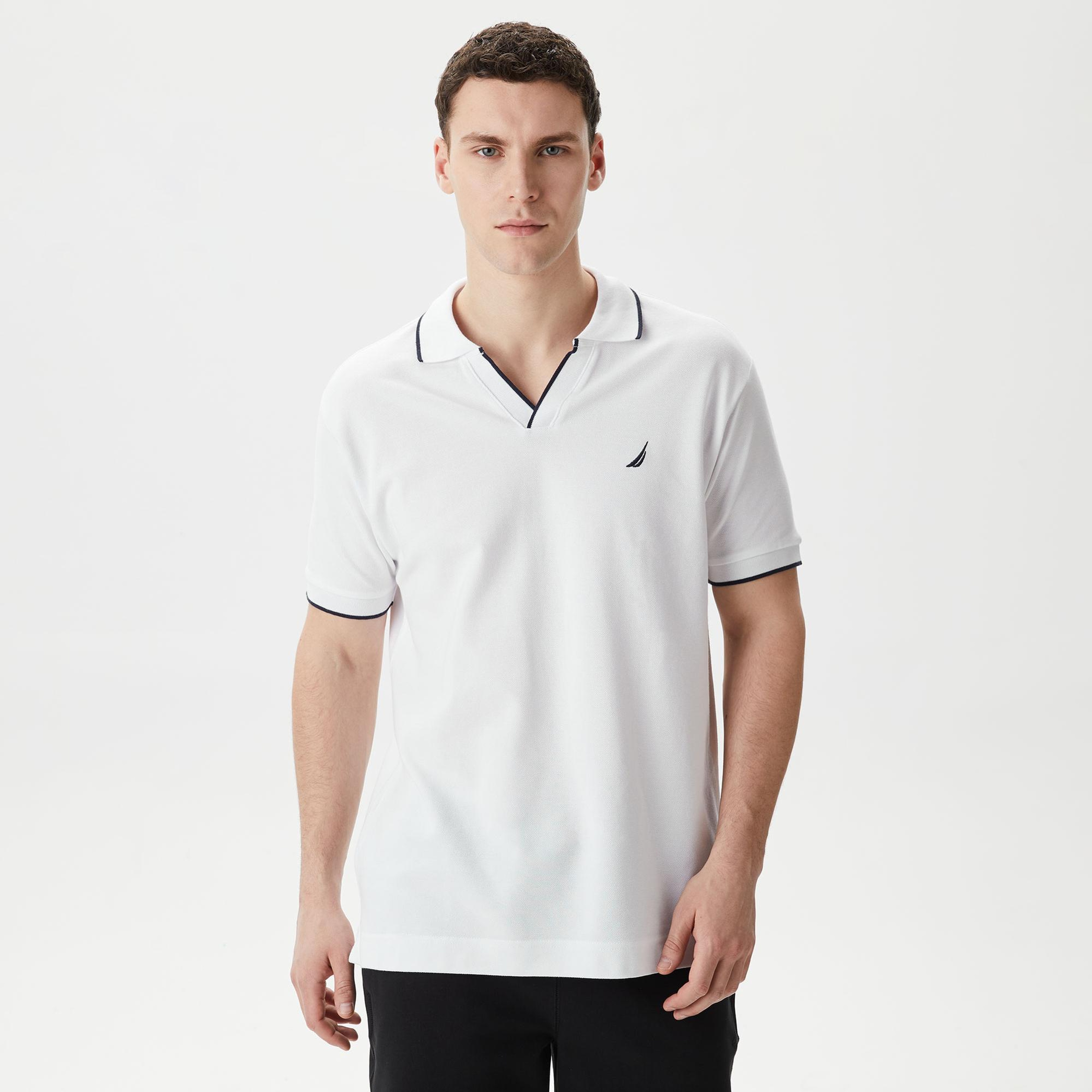 Nautica Erkek Beyaz Classic Fit Kısa Kollu Polo Yaka T-Shirt