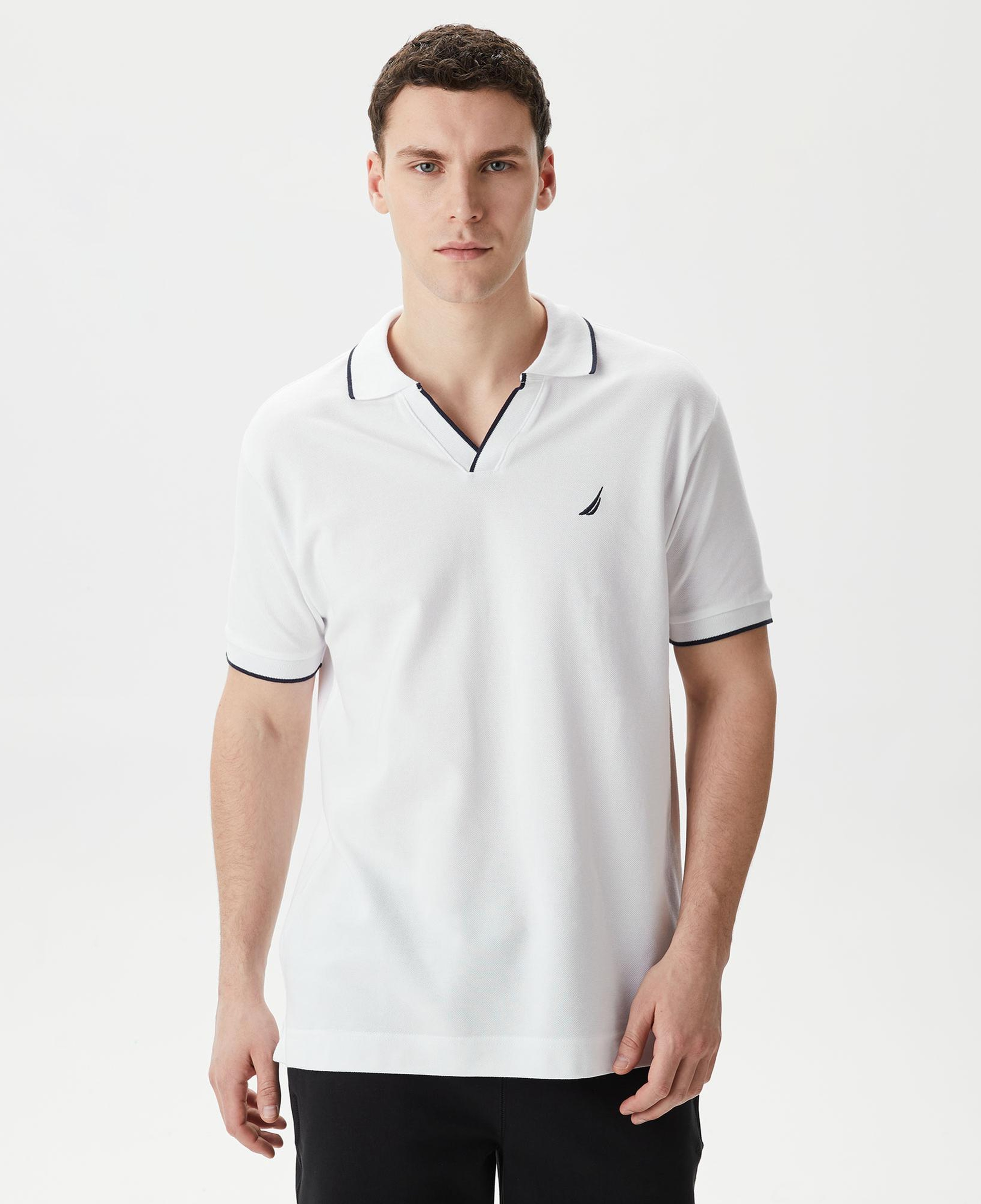Nautica Erkek Beyaz Classic Fit Kısa Kollu Polo Yaka T-Shirt