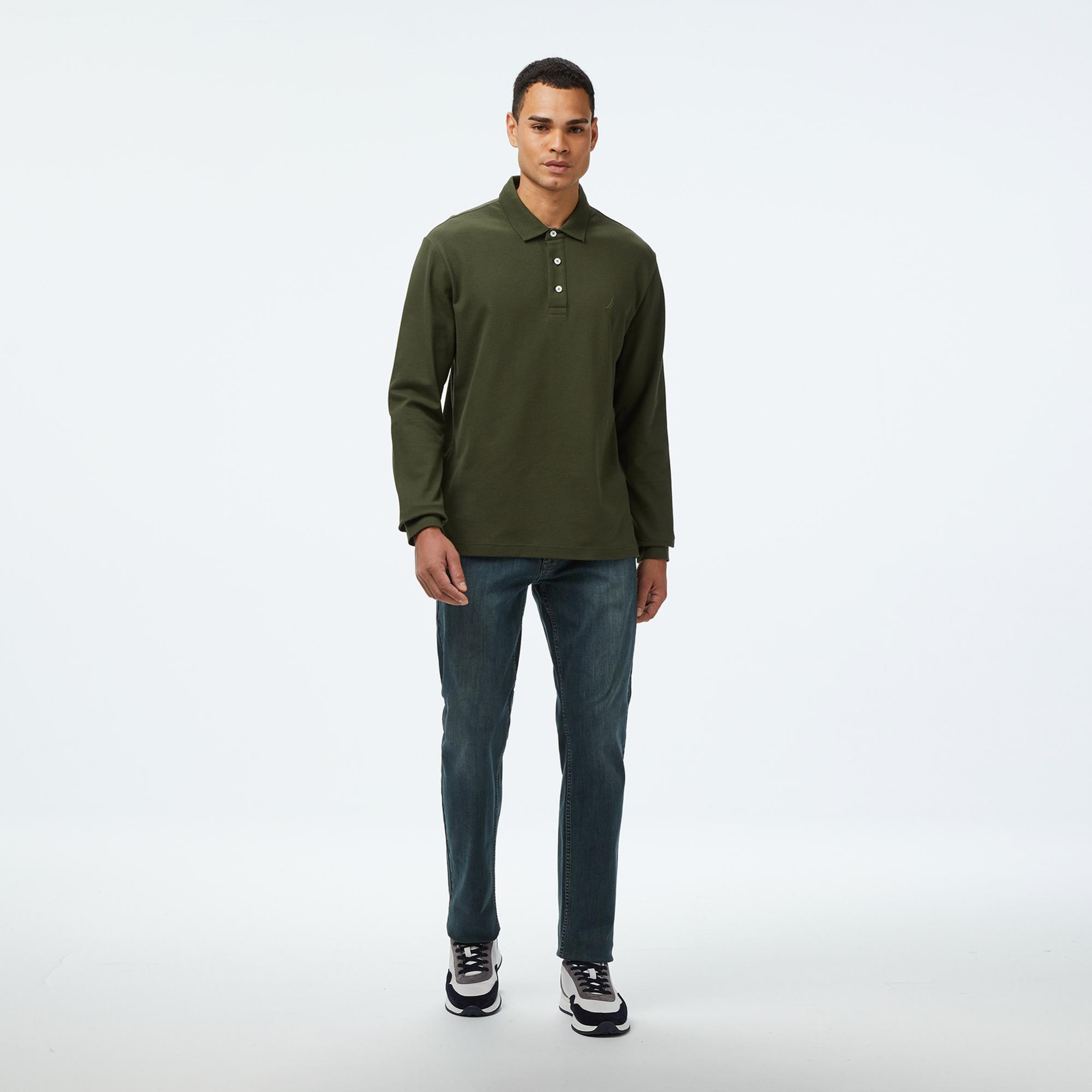 Nautica Erkek Yeşil Classic Fit Uzun Kollu Polo Yaka T-Shirt