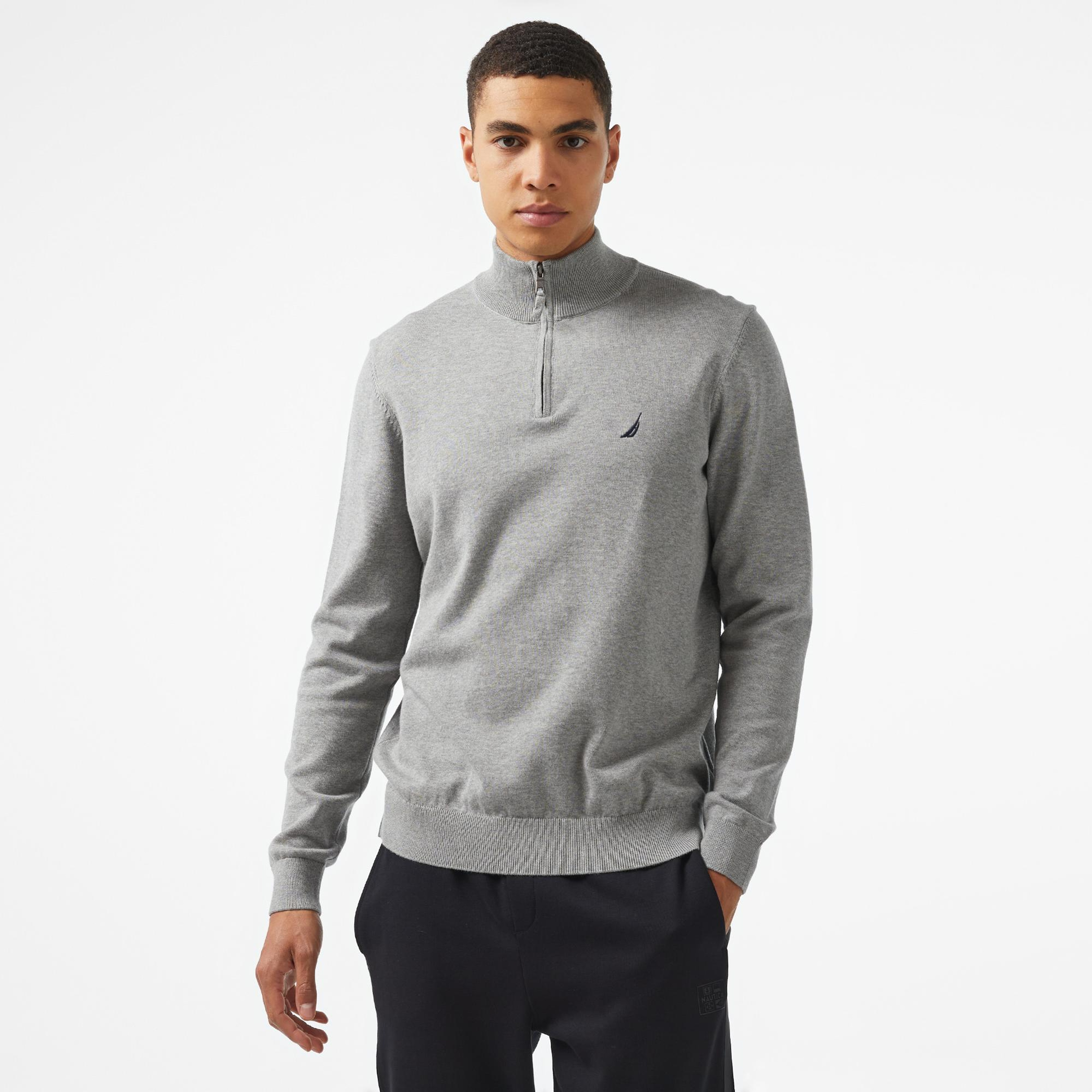 Nautica Erkek Gri Standart Fit Dik Yakalı Kazak