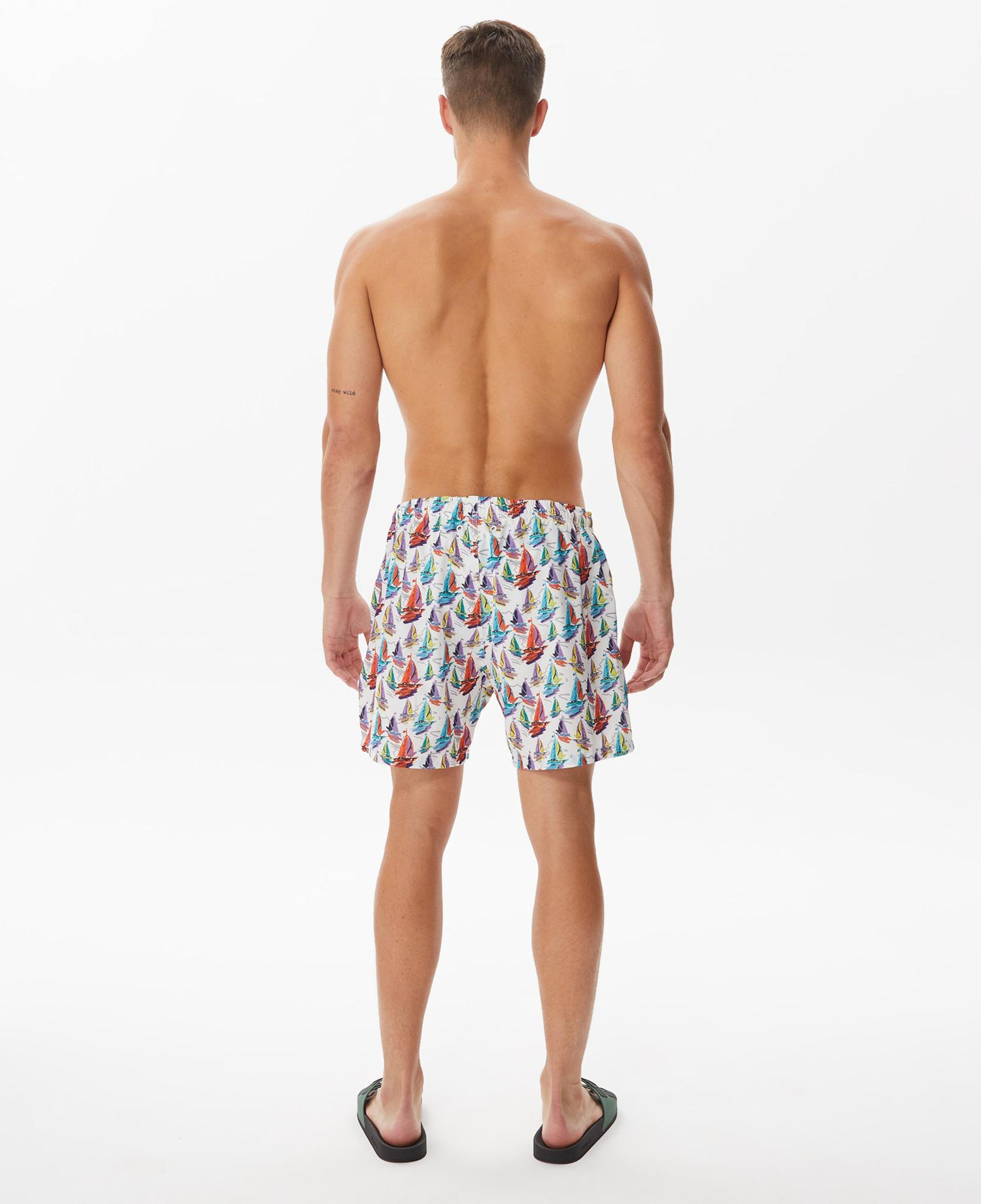 Nautica Erkek Beyaz Baskılı Deniz Şortu