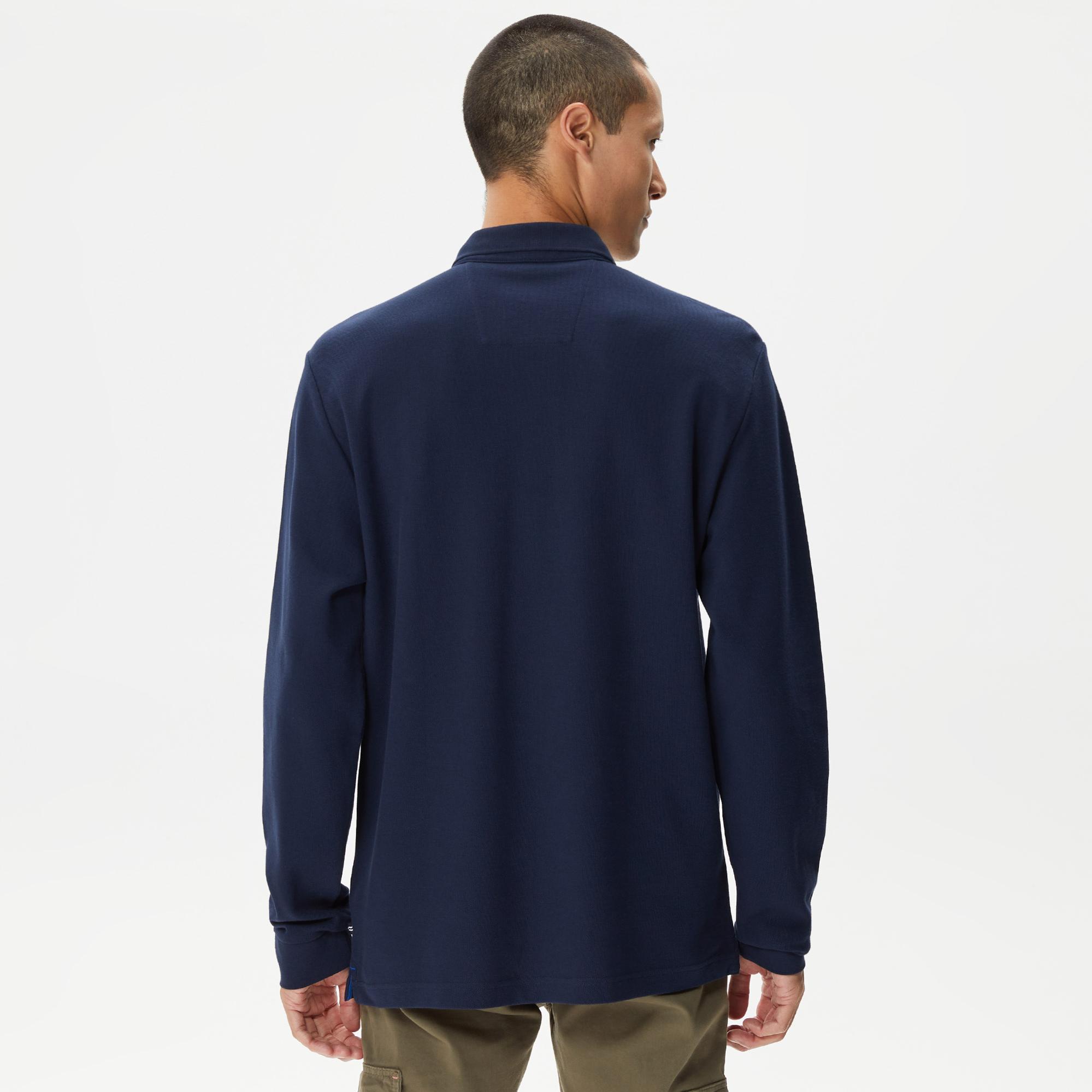 Nautica Erkek Lacivert Classic Fit Uzun Kollu Polo Yaka T-Shirt