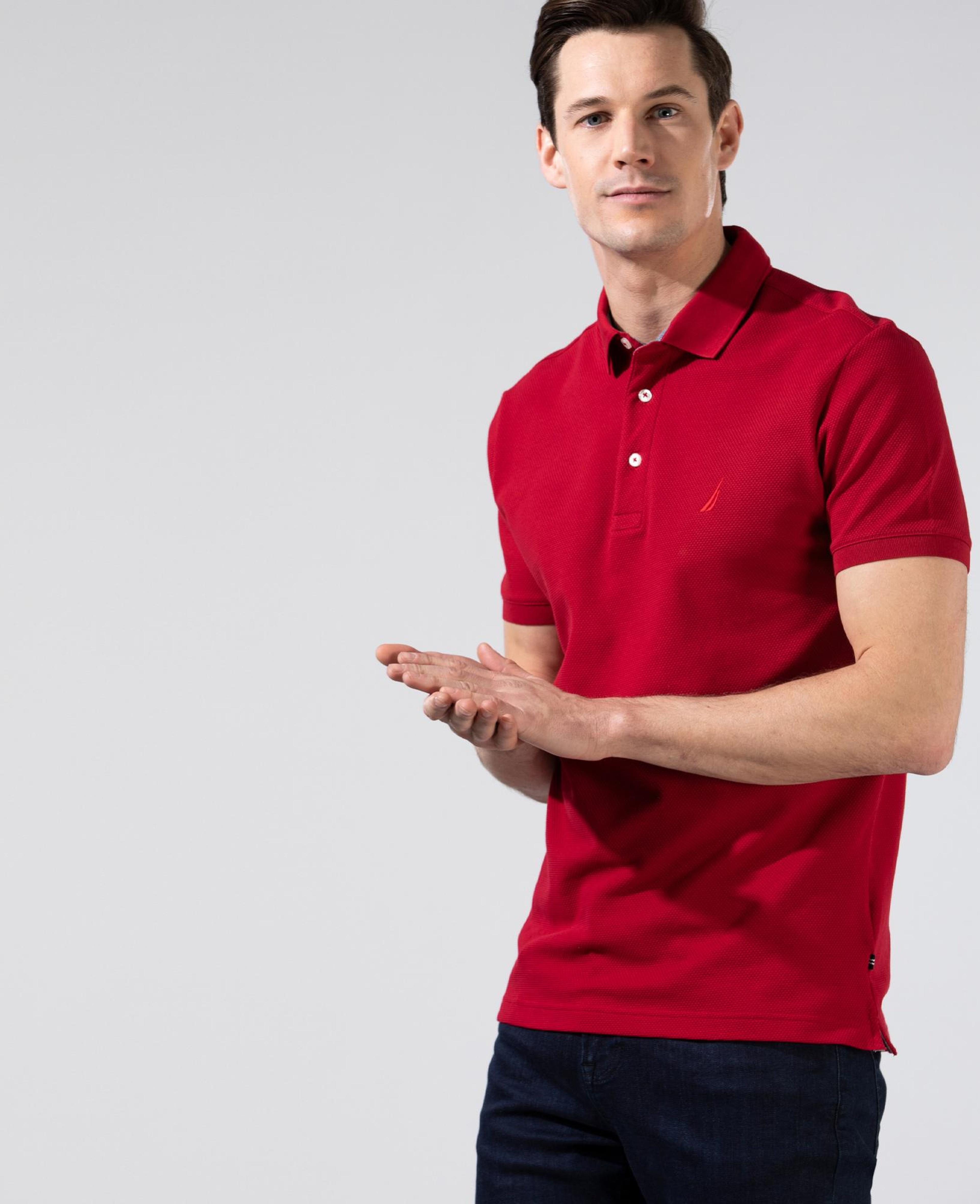 Nautica Erkek Kırmızı Slim Fit Kısa Kollu Polo Yaka T-Shirt