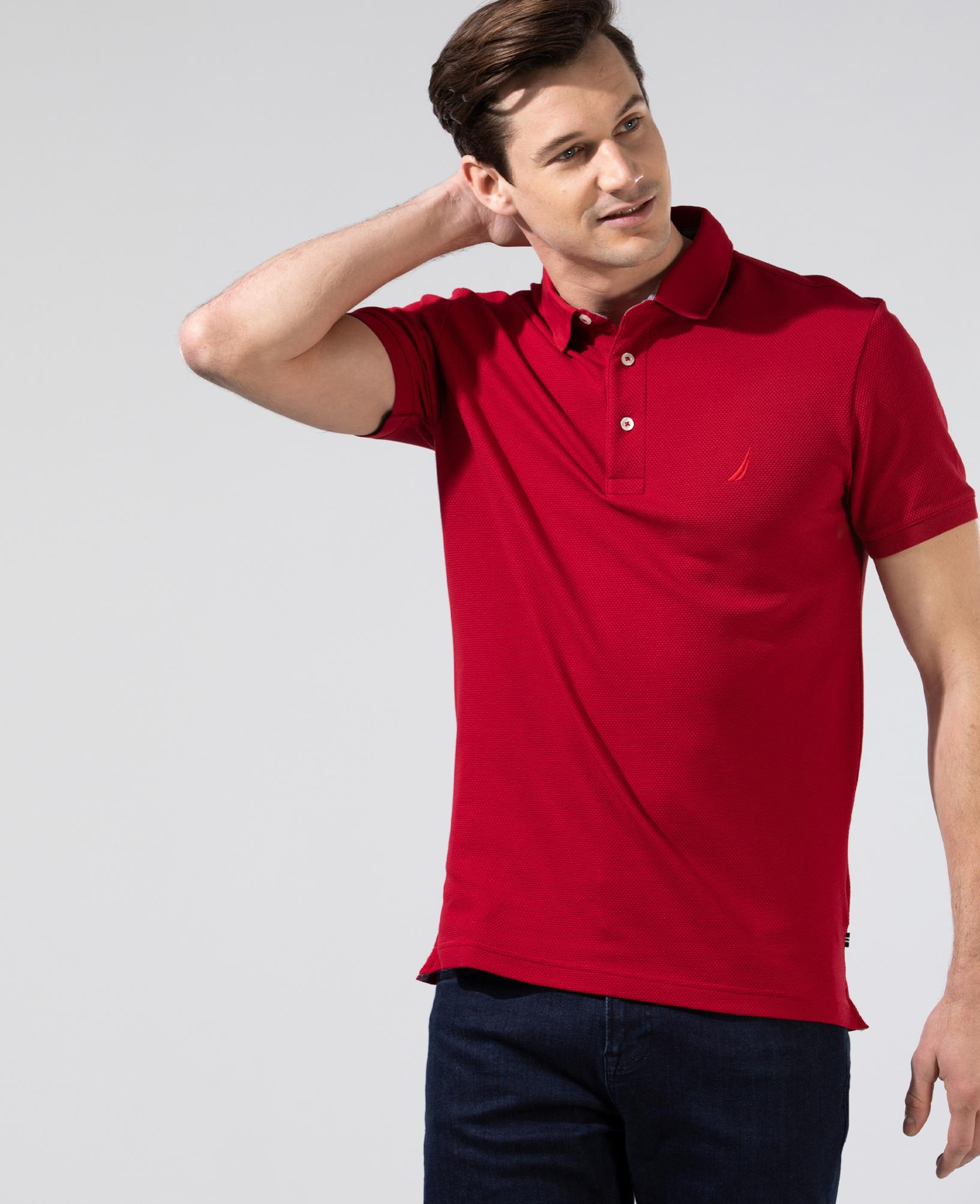 Nautica Erkek Kırmızı Slim Fit Kısa Kollu Polo Yaka T-Shirt